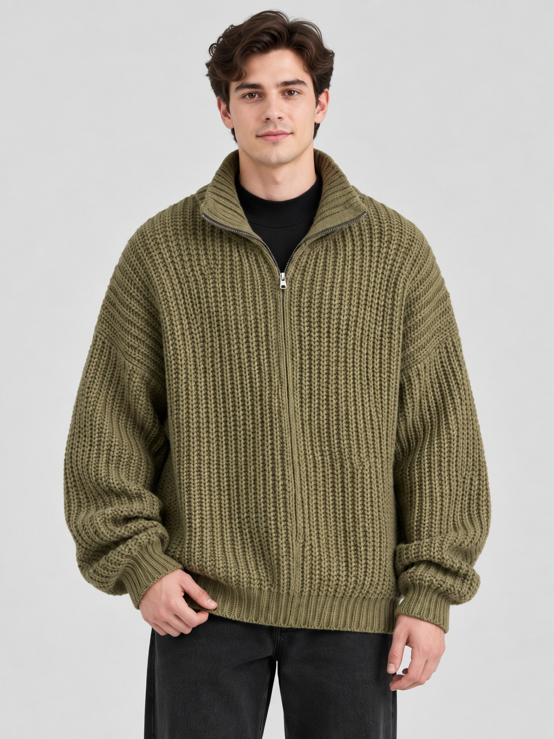 Green Solid Sweater