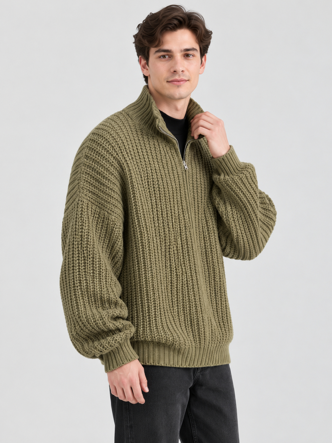 Green Solid Sweater