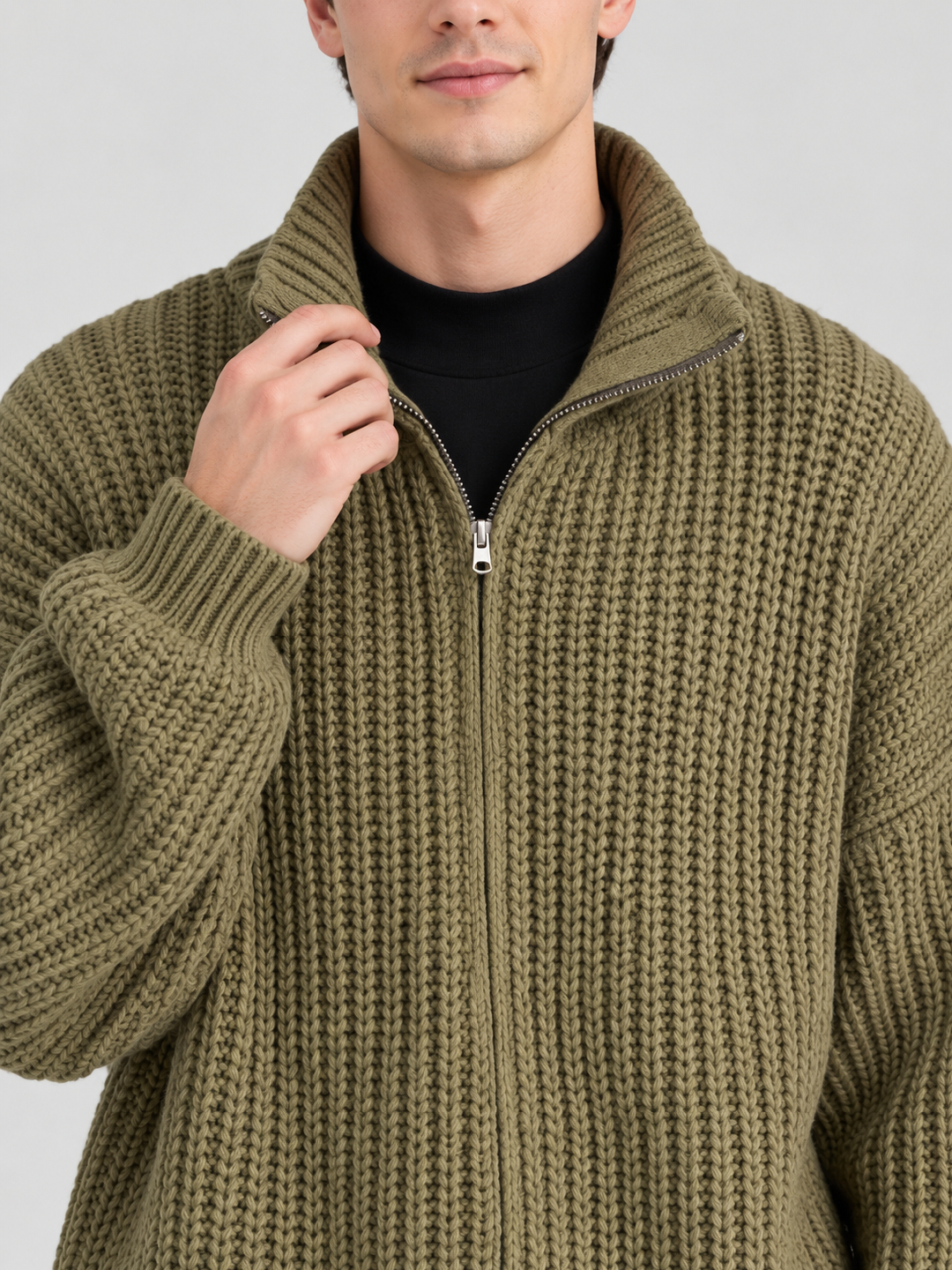 Green Solid Sweater