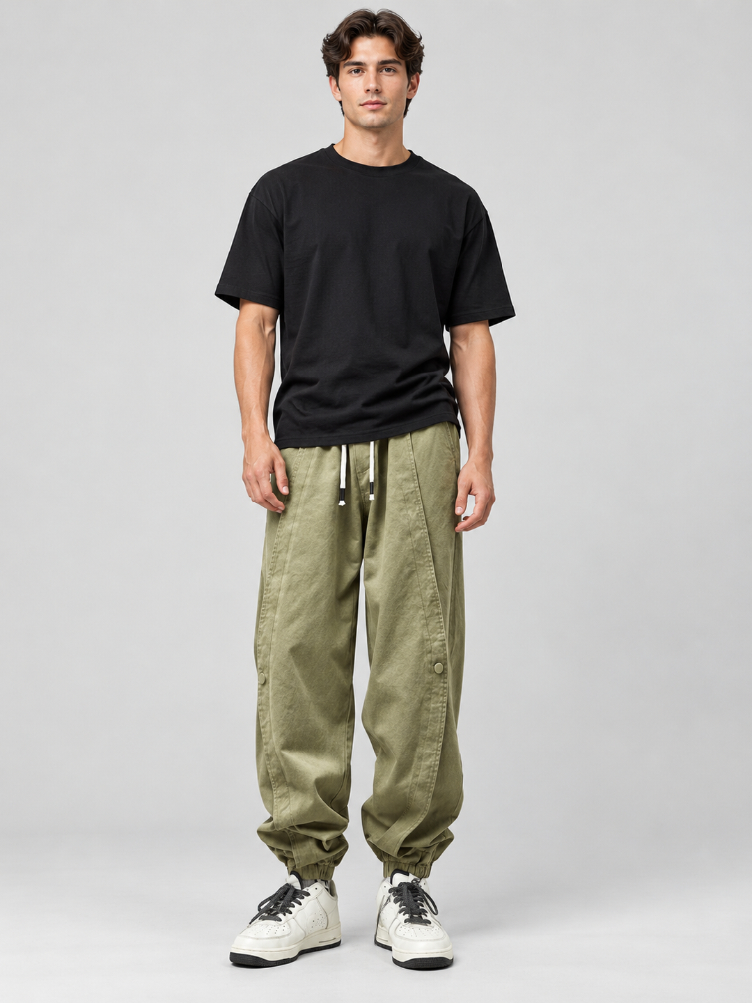 Olive Solid Regular Pants