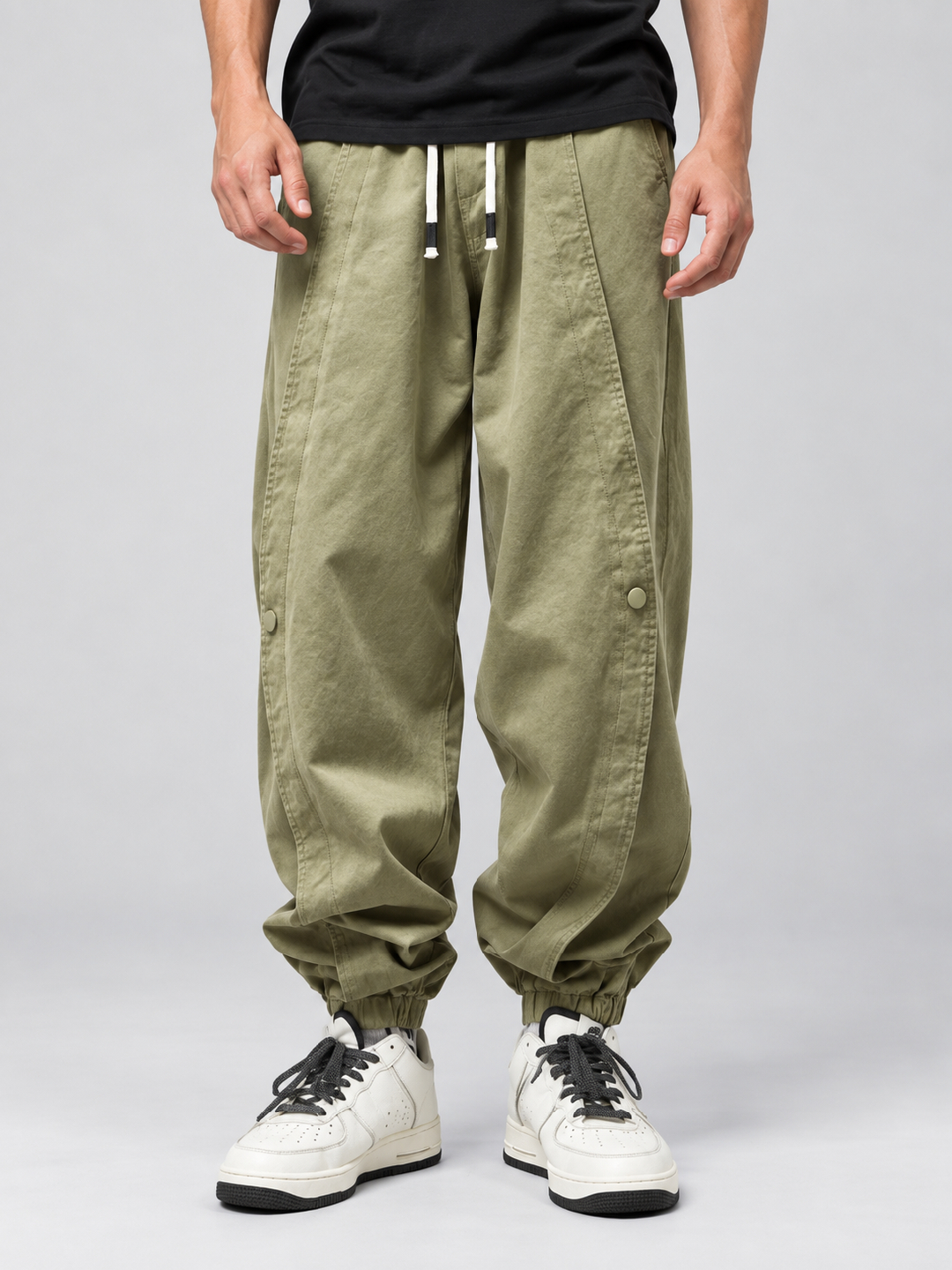 Olive Solid Regular Pants