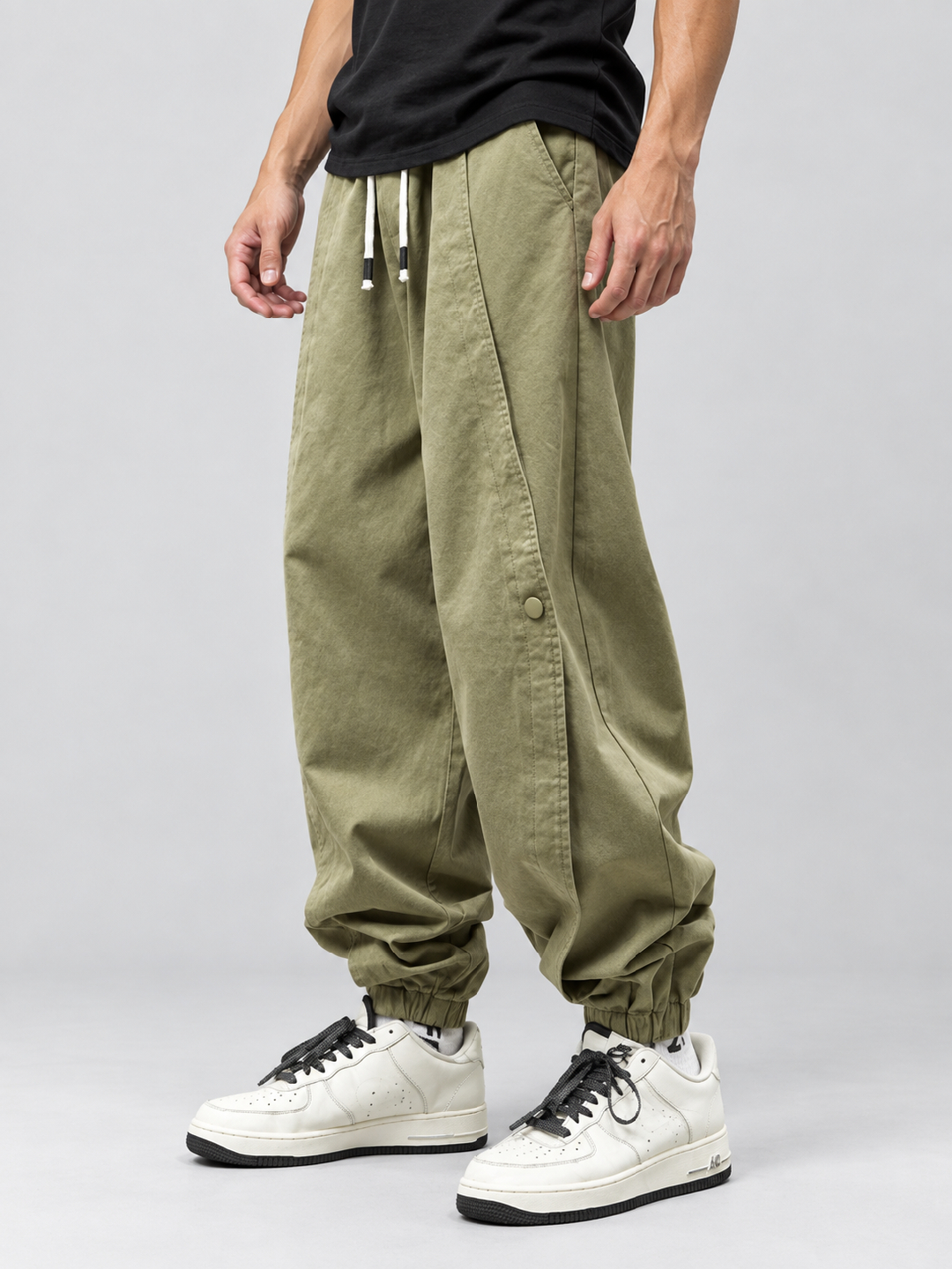 Olive Solid Regular Pants