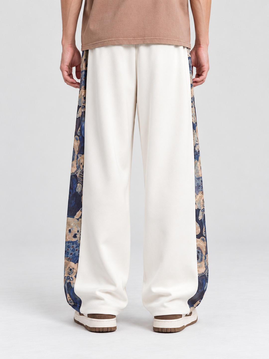 Cream Solid Regular Pants