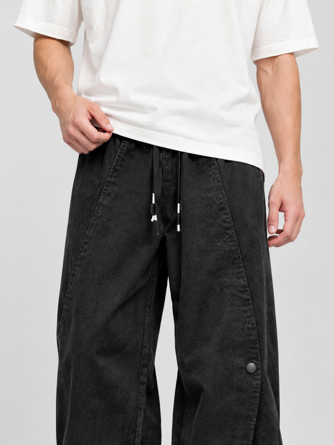 Black Solid Regular Pants