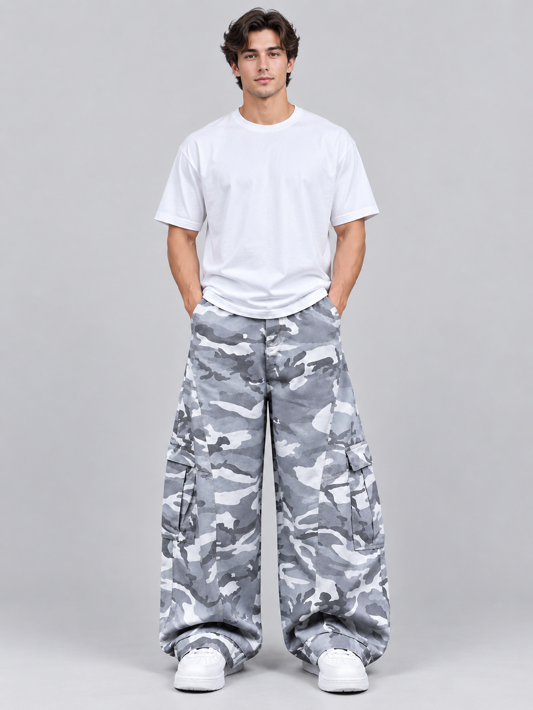 Grey Solid Relaxed Trousers