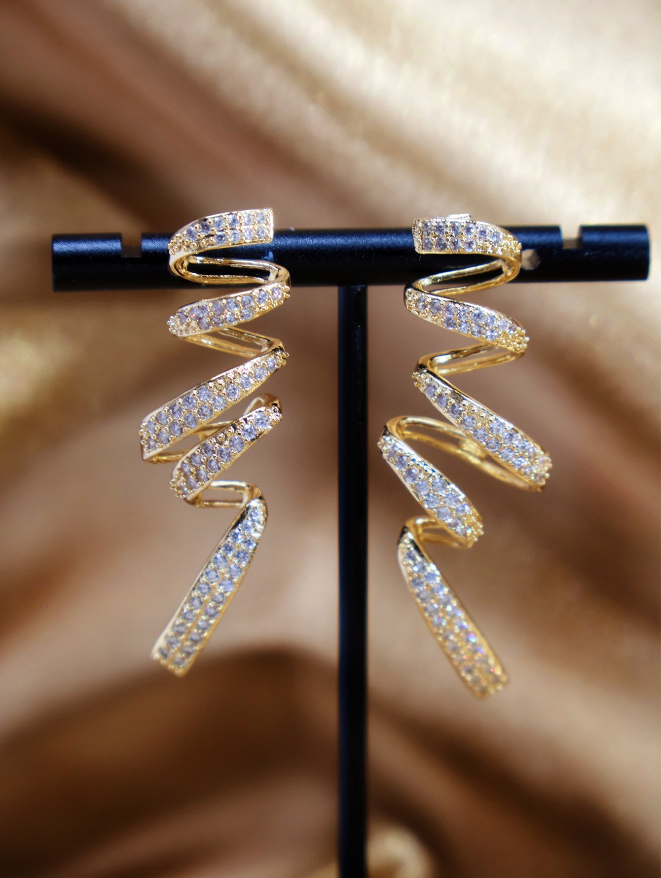 Gold Crystal Danglers Earrings