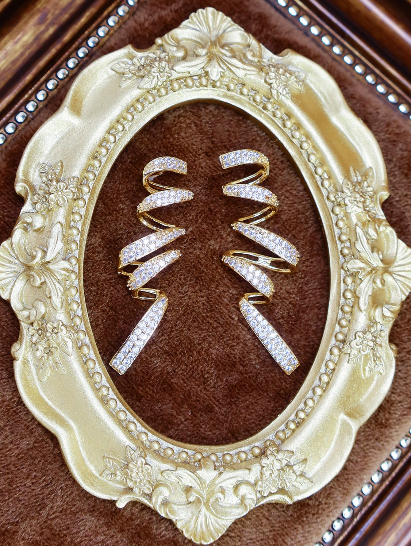 Gold Crystal Danglers Earrings