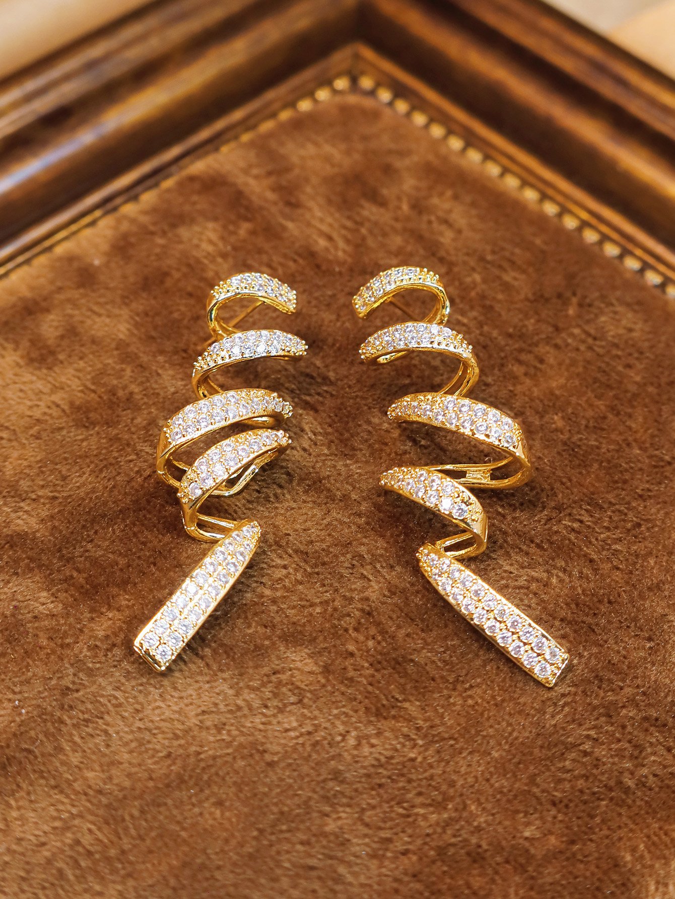 Gold Crystal Danglers Earrings