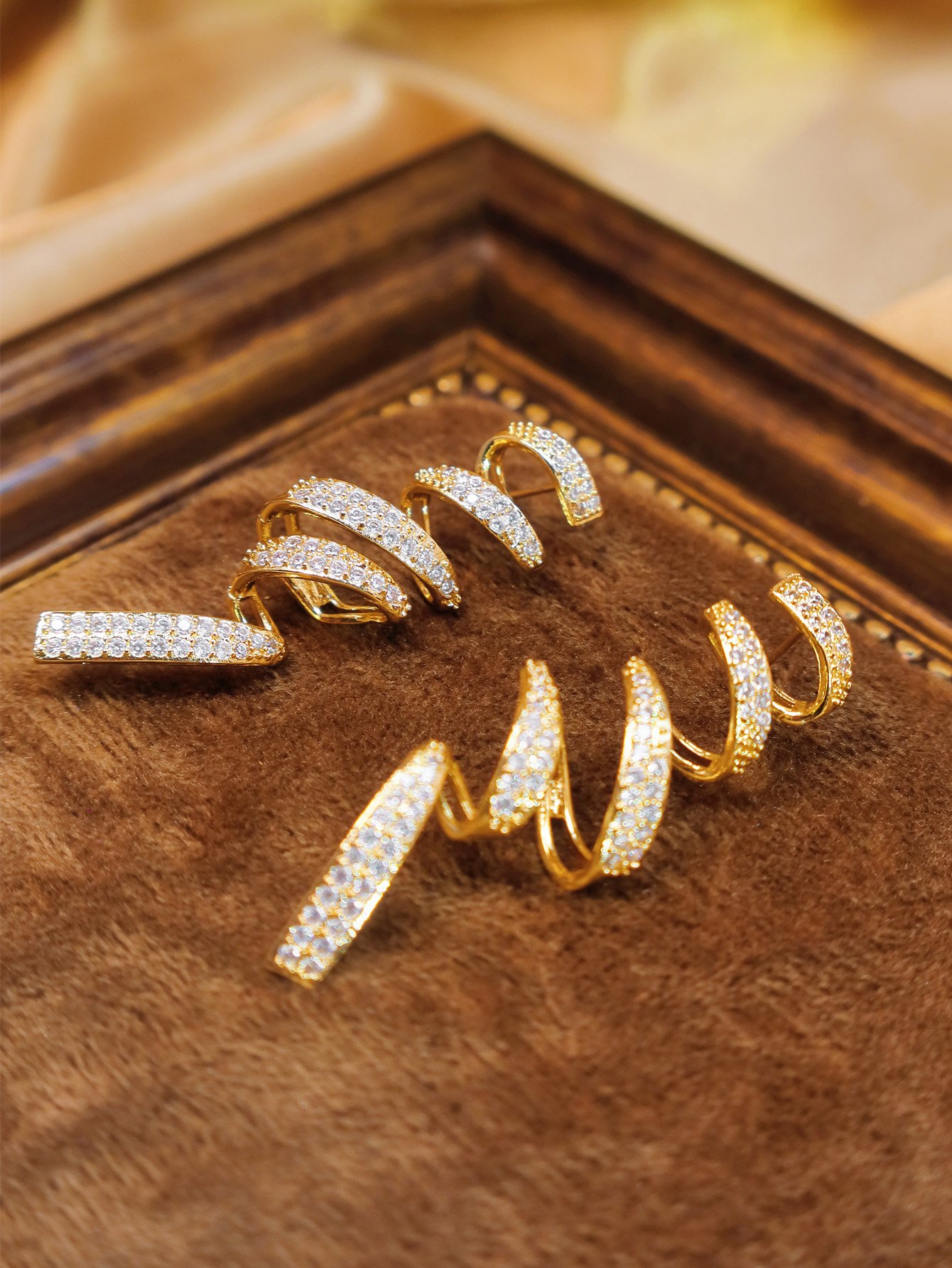 Gold Crystal Danglers Earrings
