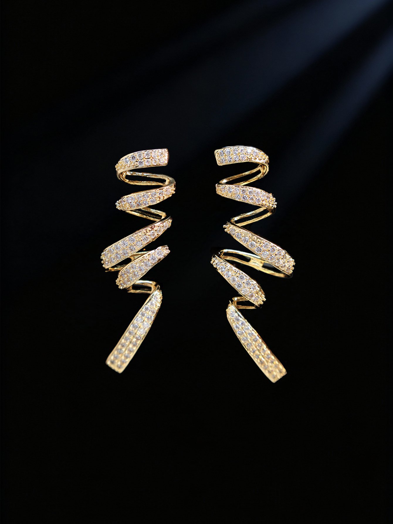 Gold Crystal Danglers Earrings