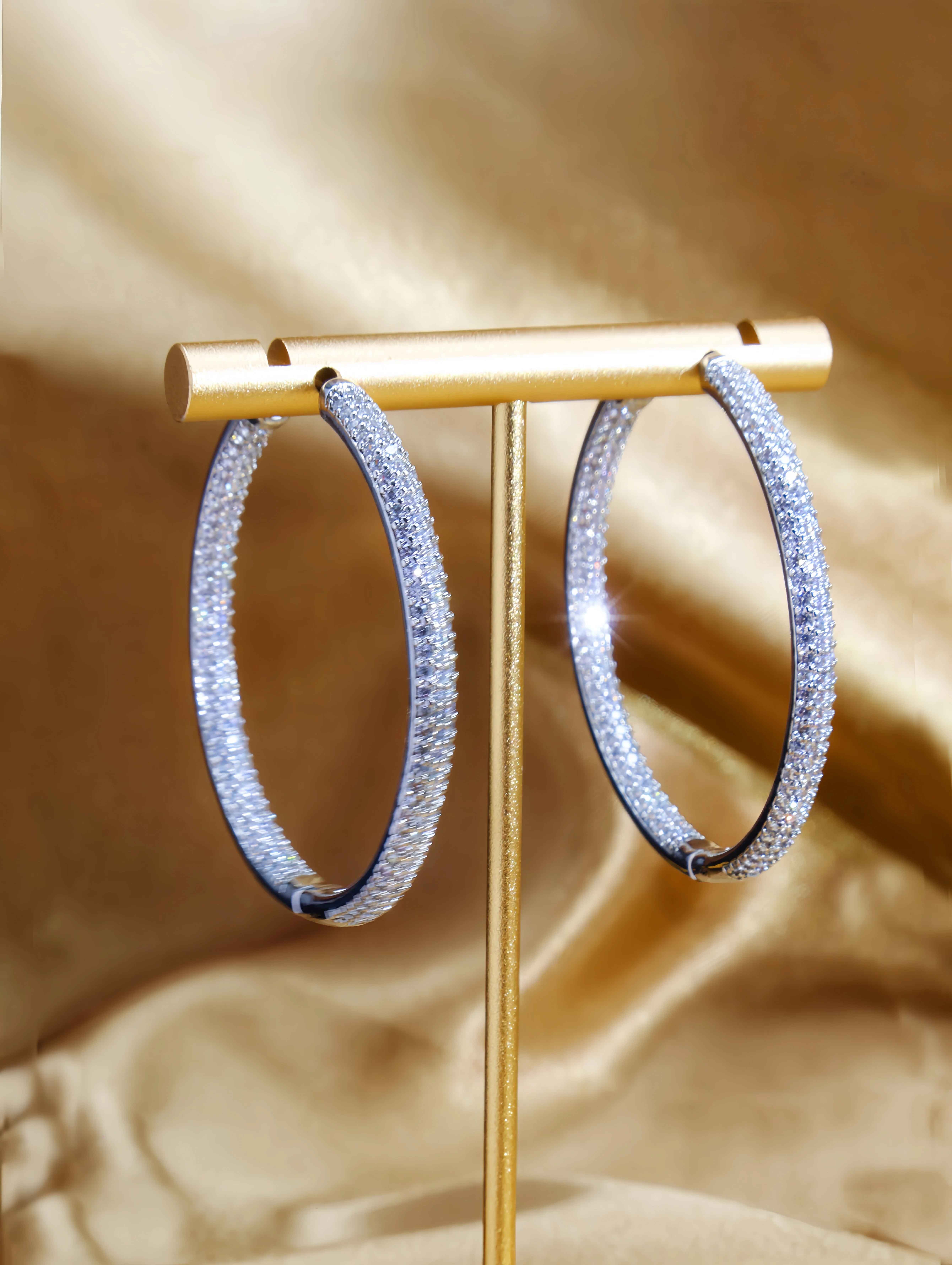 Silver Crystal Hoop Earrings