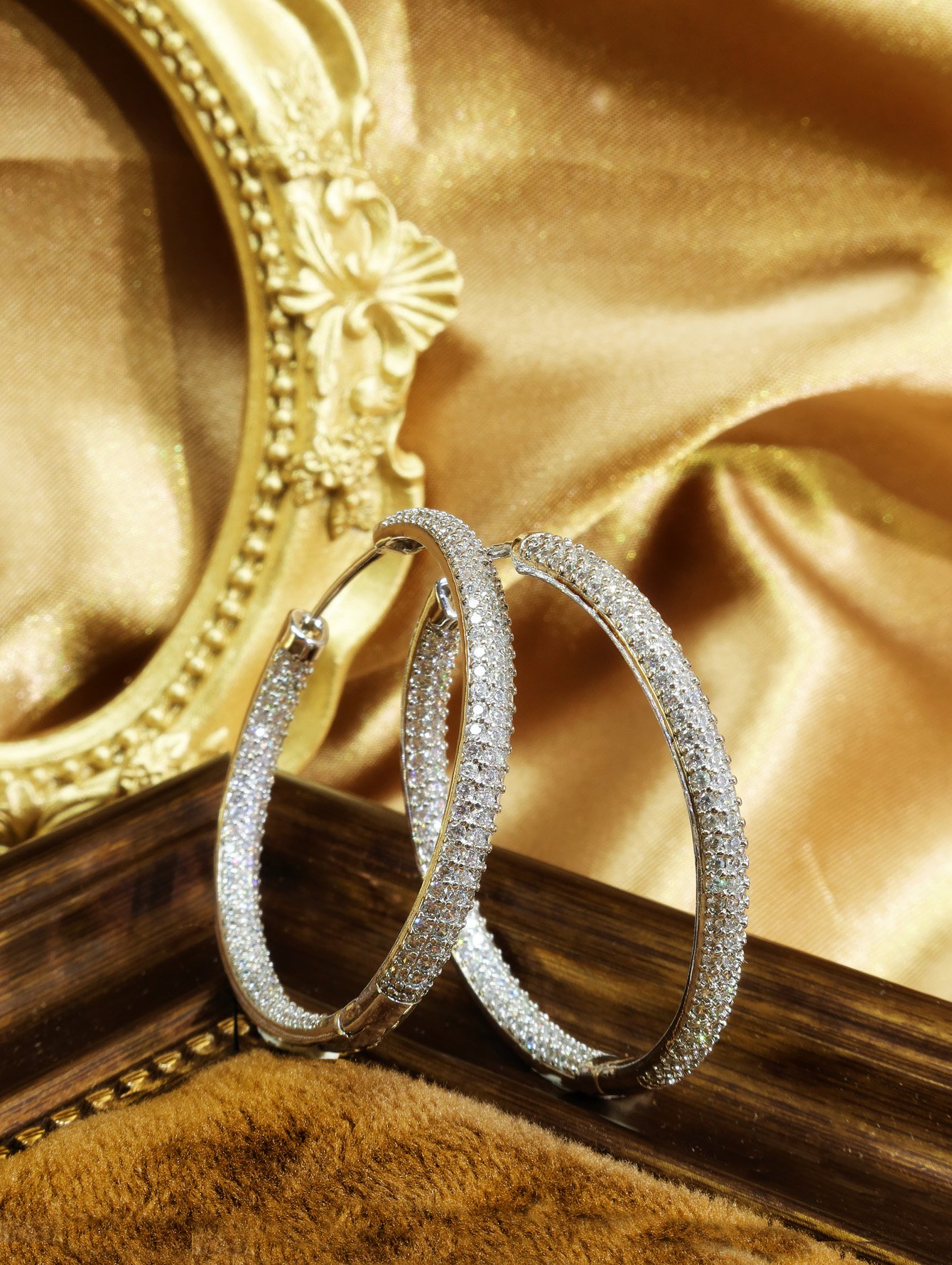 Silver Crystal Hoop Earrings