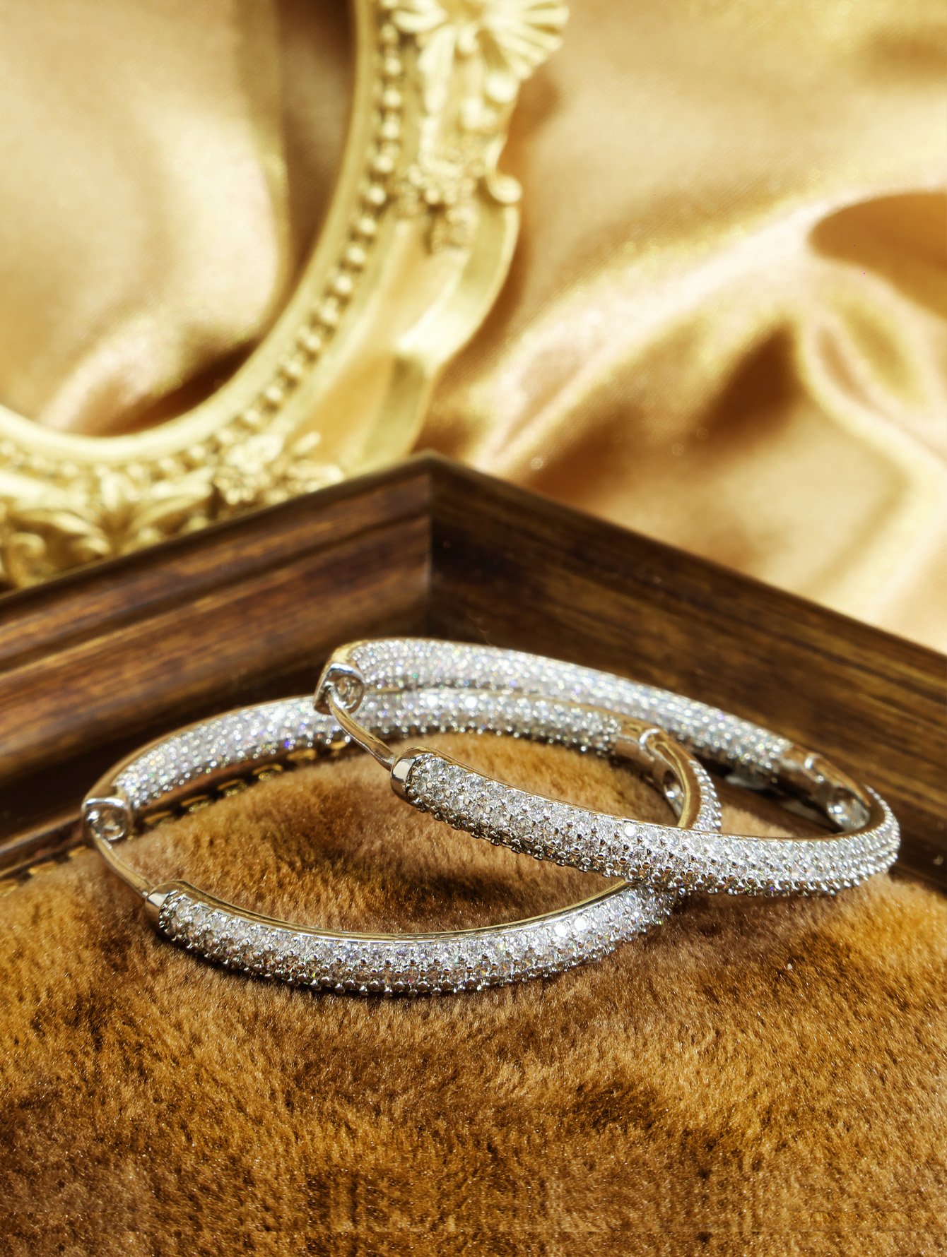 Silver Crystal Hoop Earrings