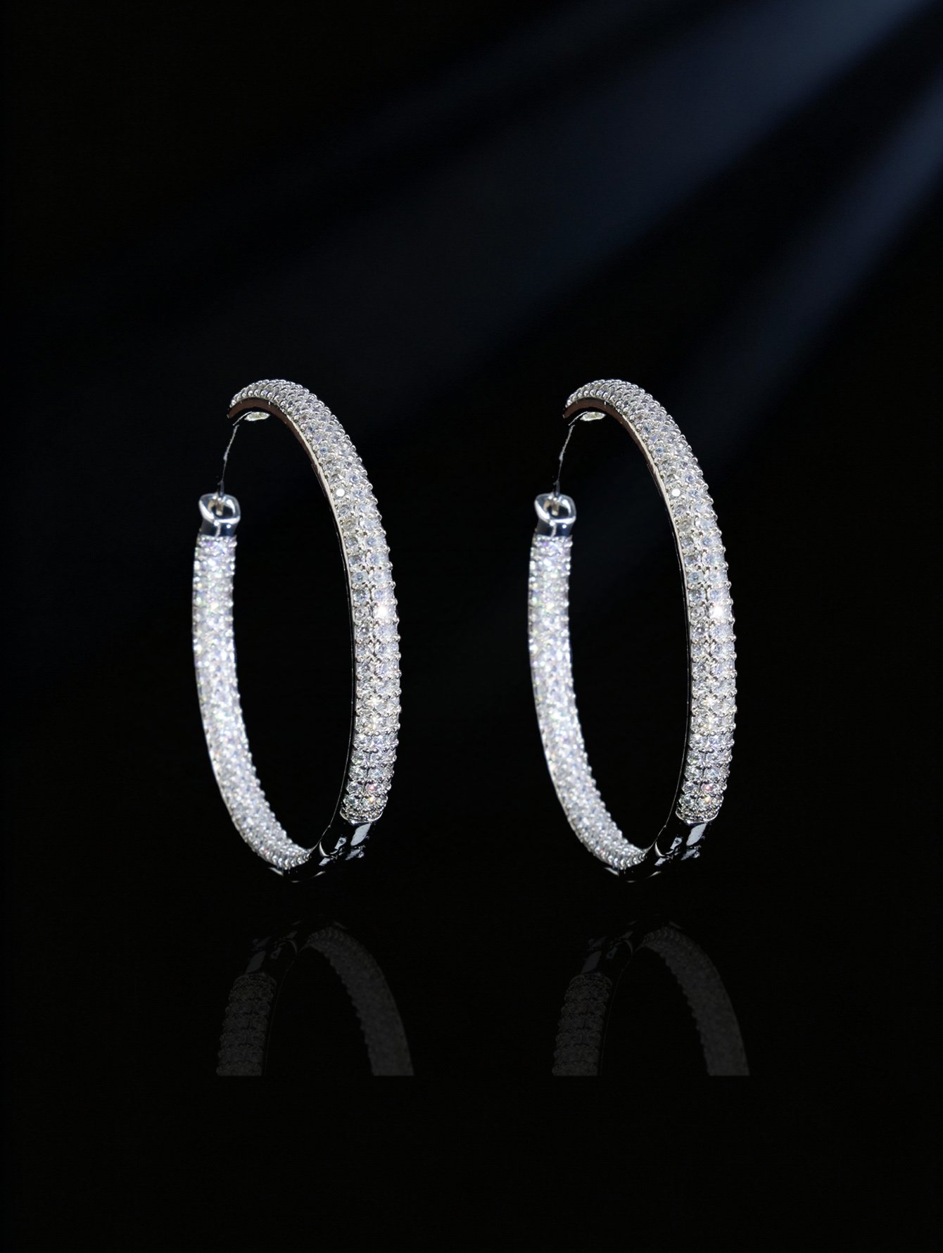 Silver Crystal Hoop Earrings