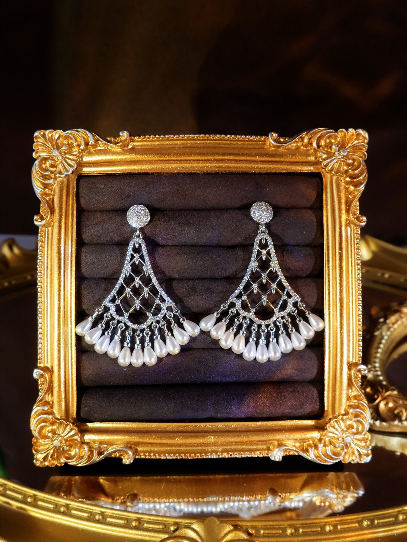 Silver Pearl Danglers Earrings