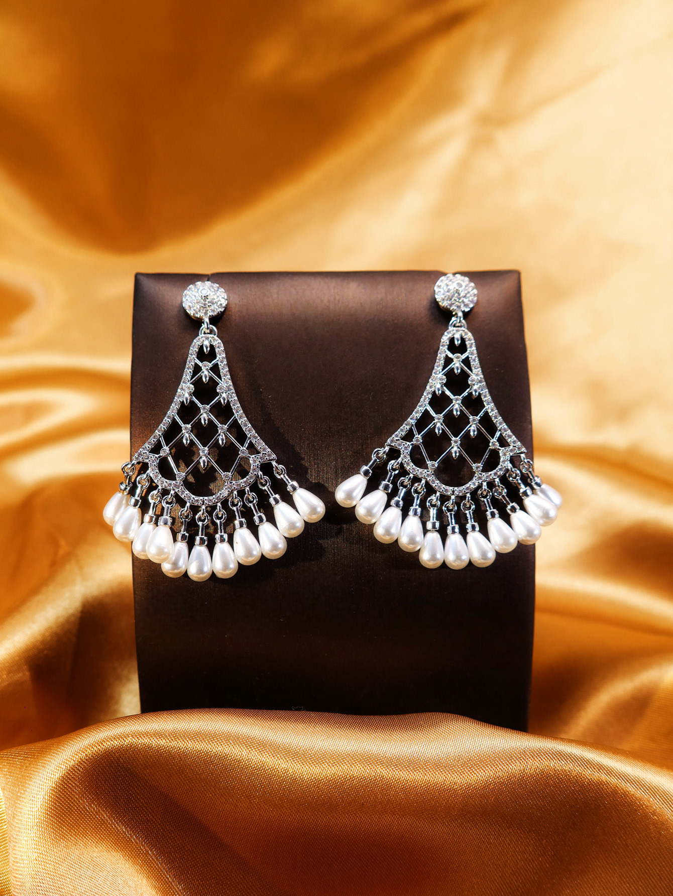Silver Pearl Danglers Earrings