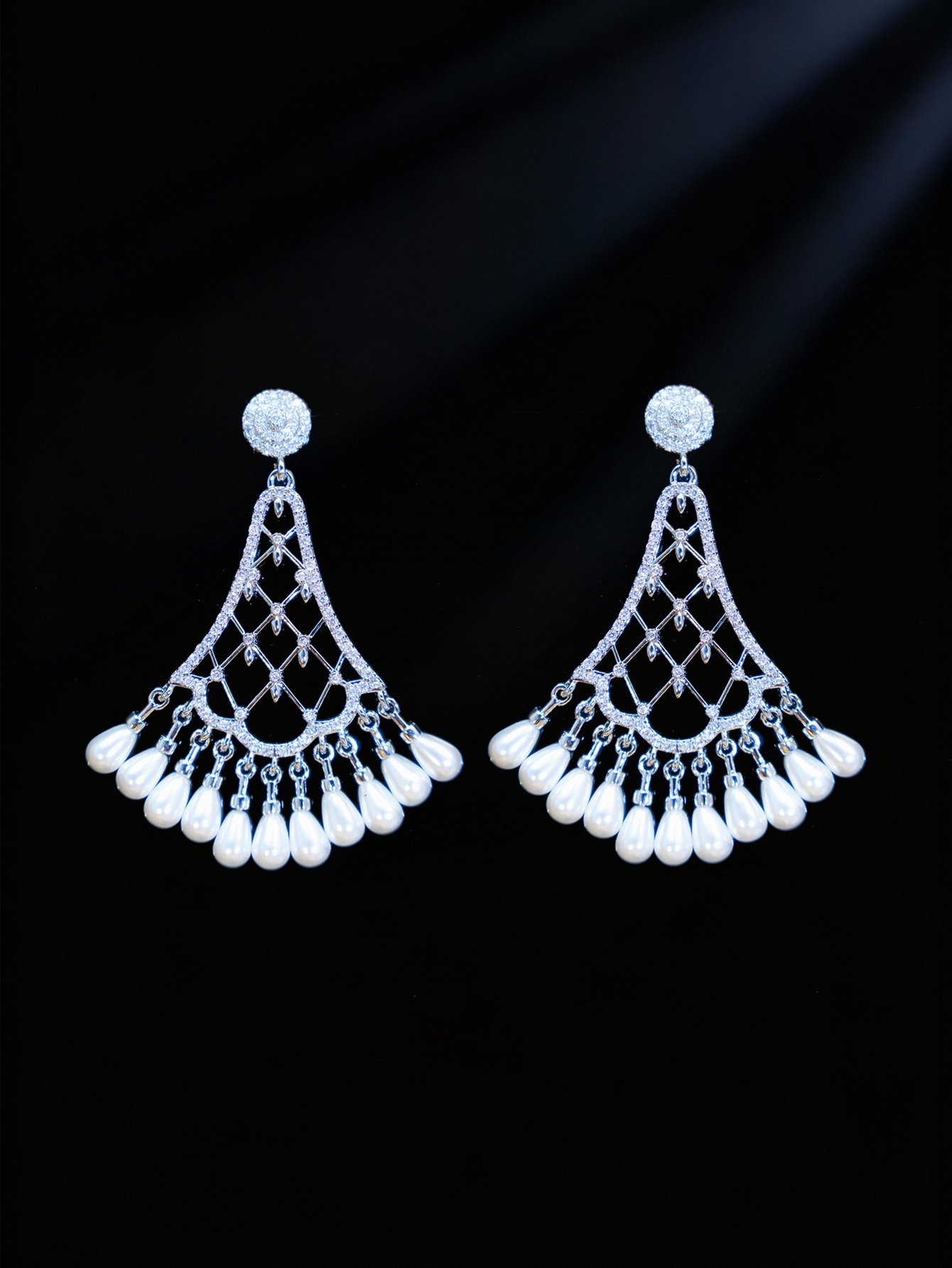 Silver Pearl Danglers Earrings