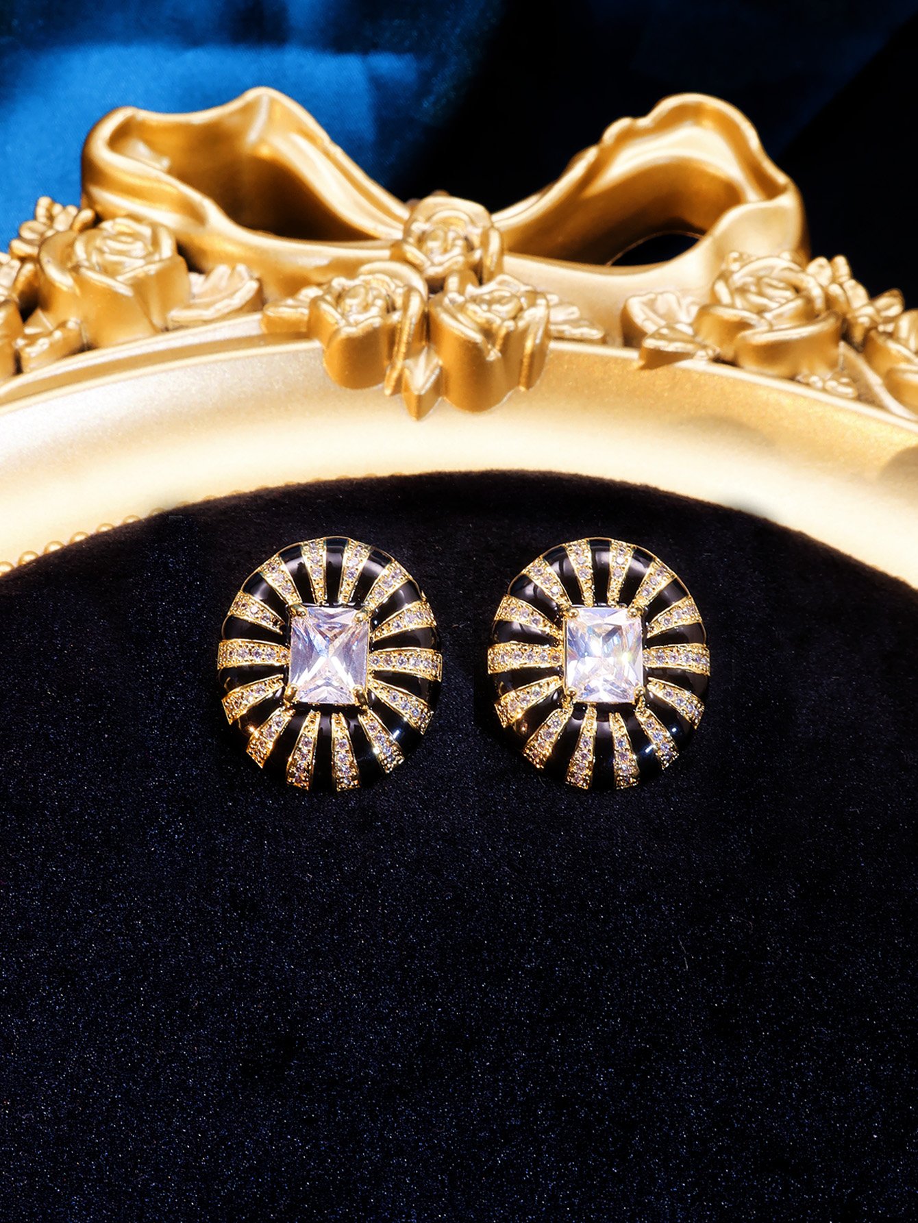Gold Gemstone Stud Earrings