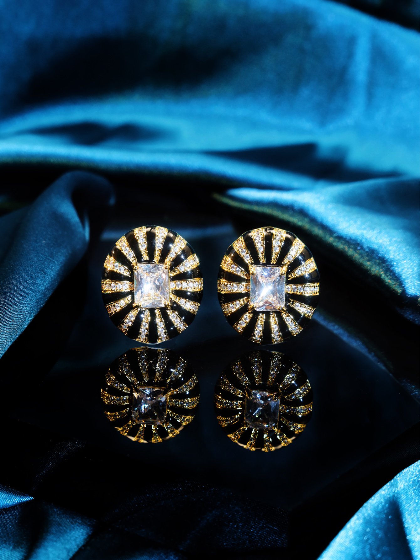 Gold Gemstone Stud Earrings
