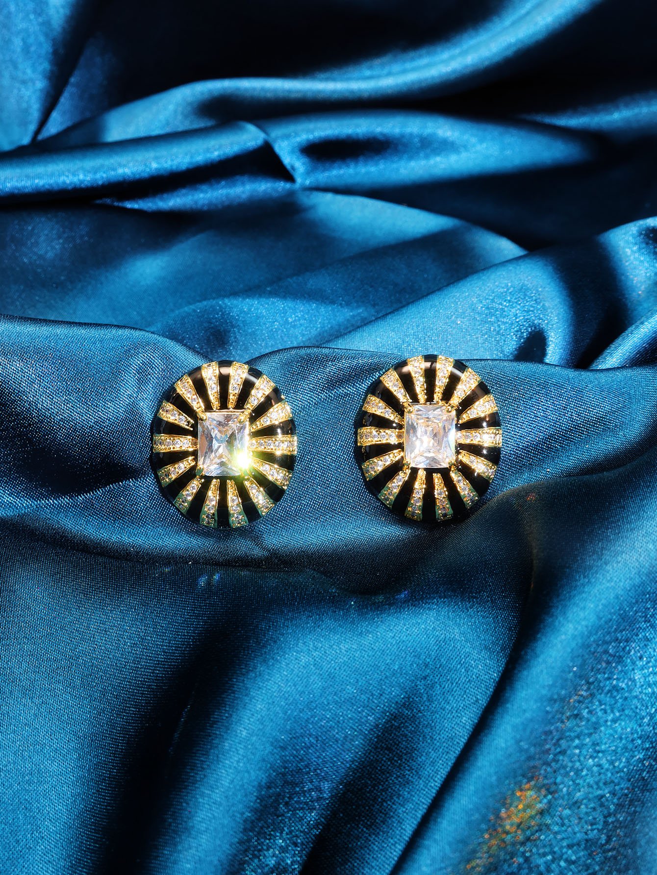 Gold Gemstone Stud Earrings
