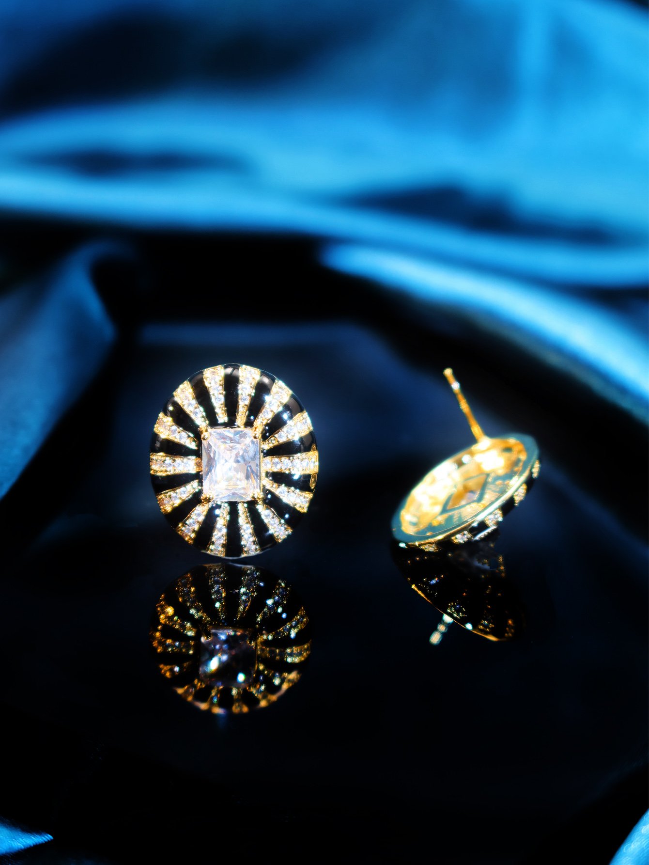 Gold Gemstone Stud Earrings