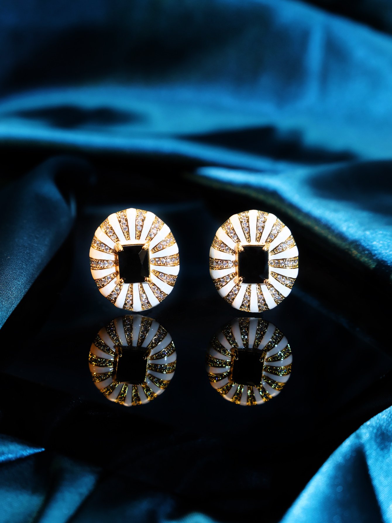 Gold Gemstone Stud Earrings