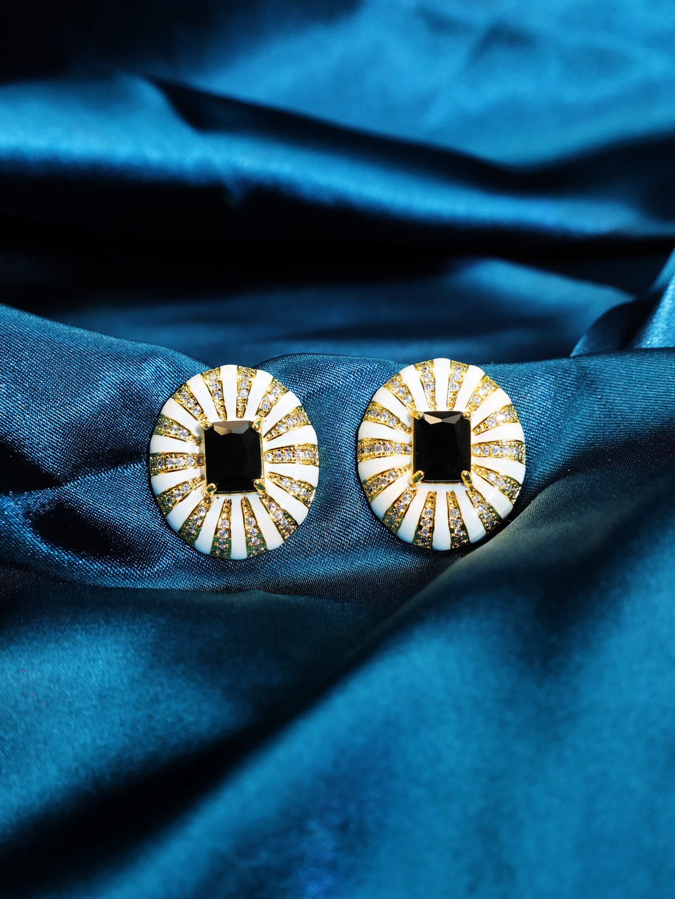 Gold Gemstone Stud Earrings