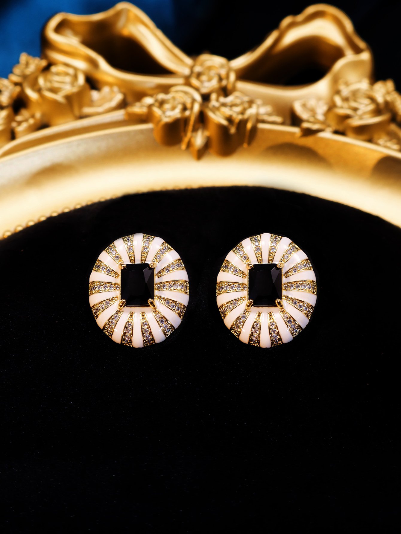 Gold Gemstone Stud Earrings