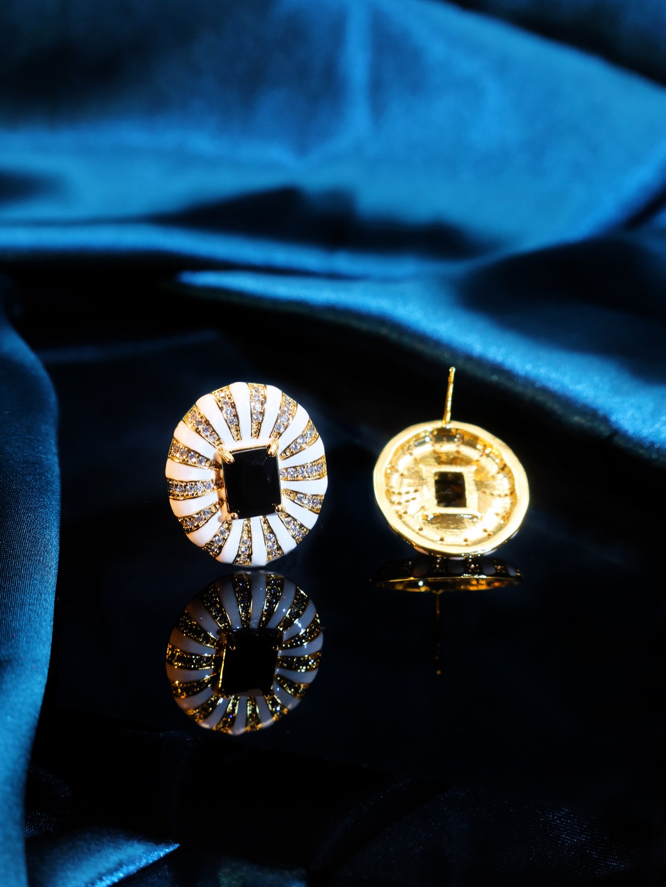 Gold Gemstone Stud Earrings
