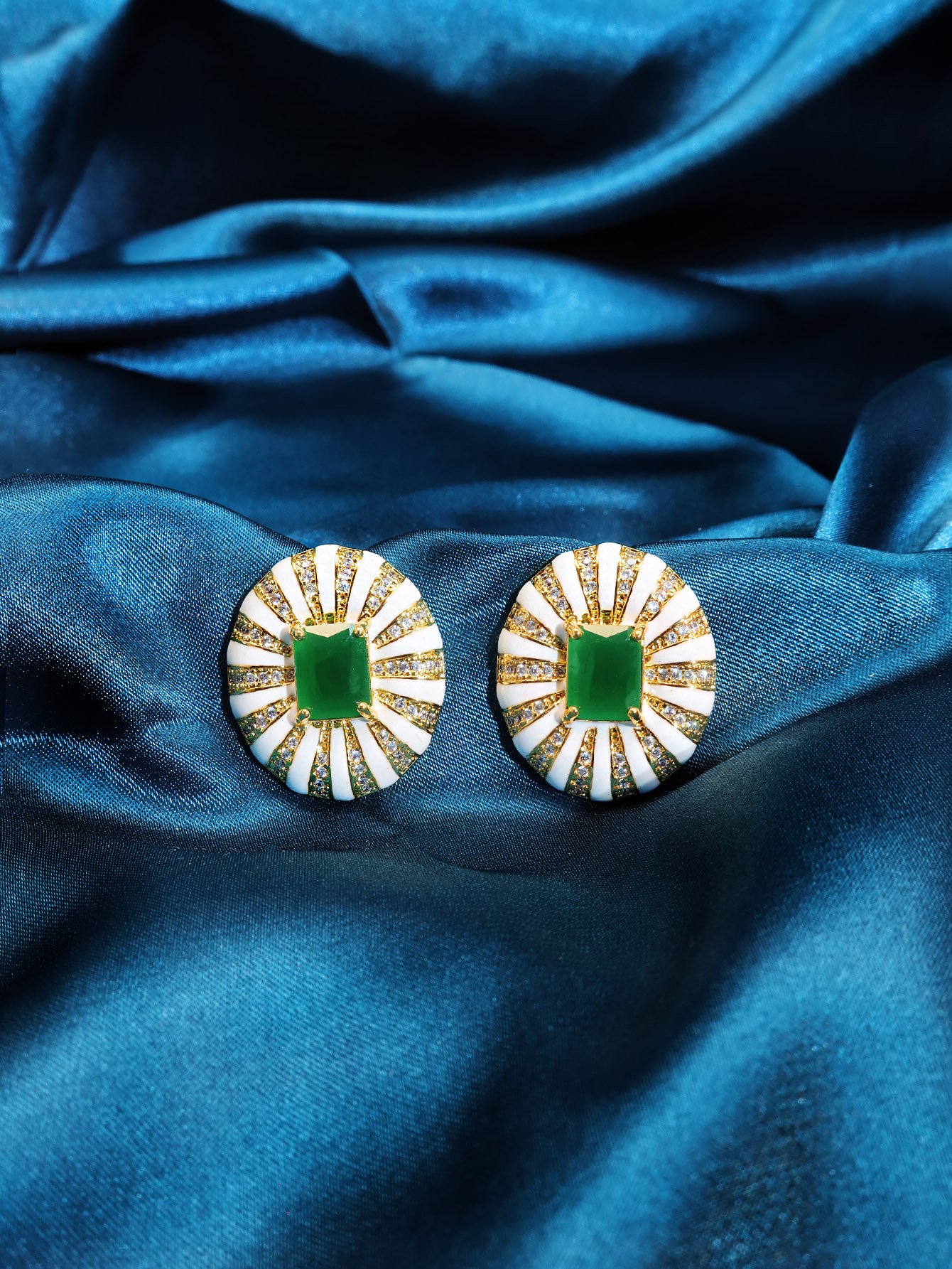 Gold Gemstone Stud Earrings