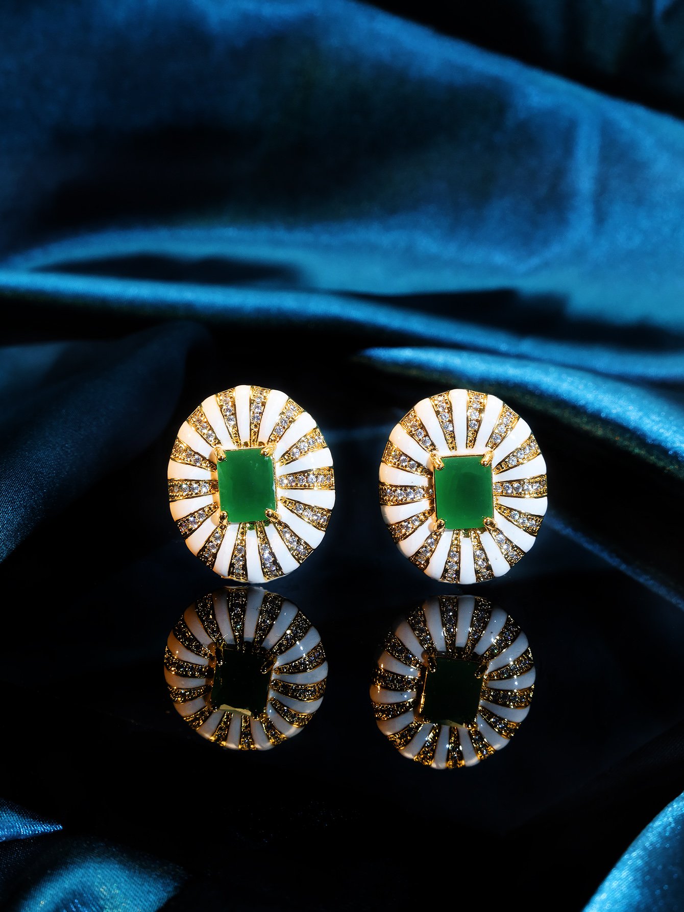 Gold Gemstone Stud Earrings