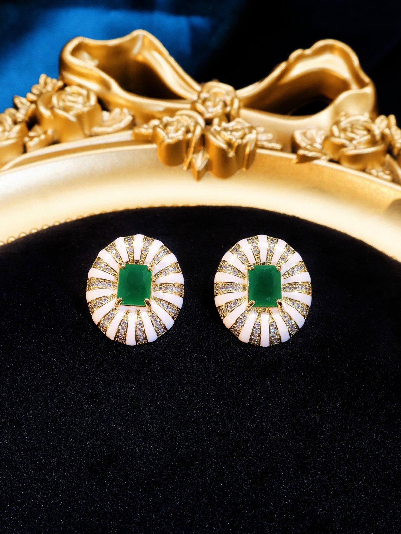 Gold Gemstone Stud Earrings