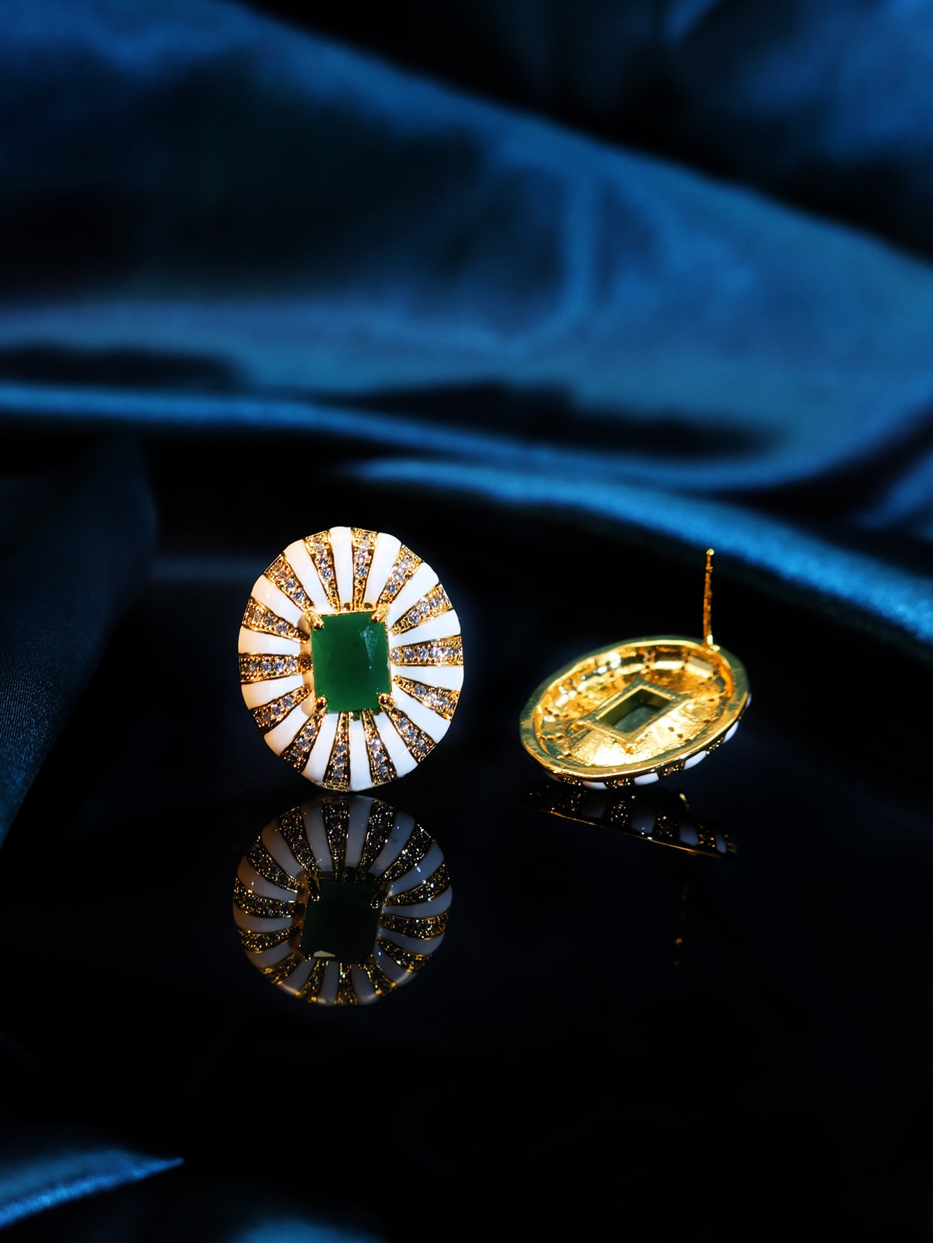 Gold Gemstone Stud Earrings
