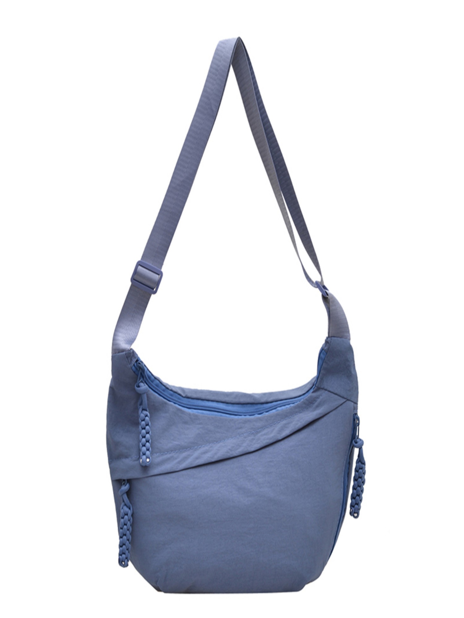 Blue Solid Shoulder Bag with Zip