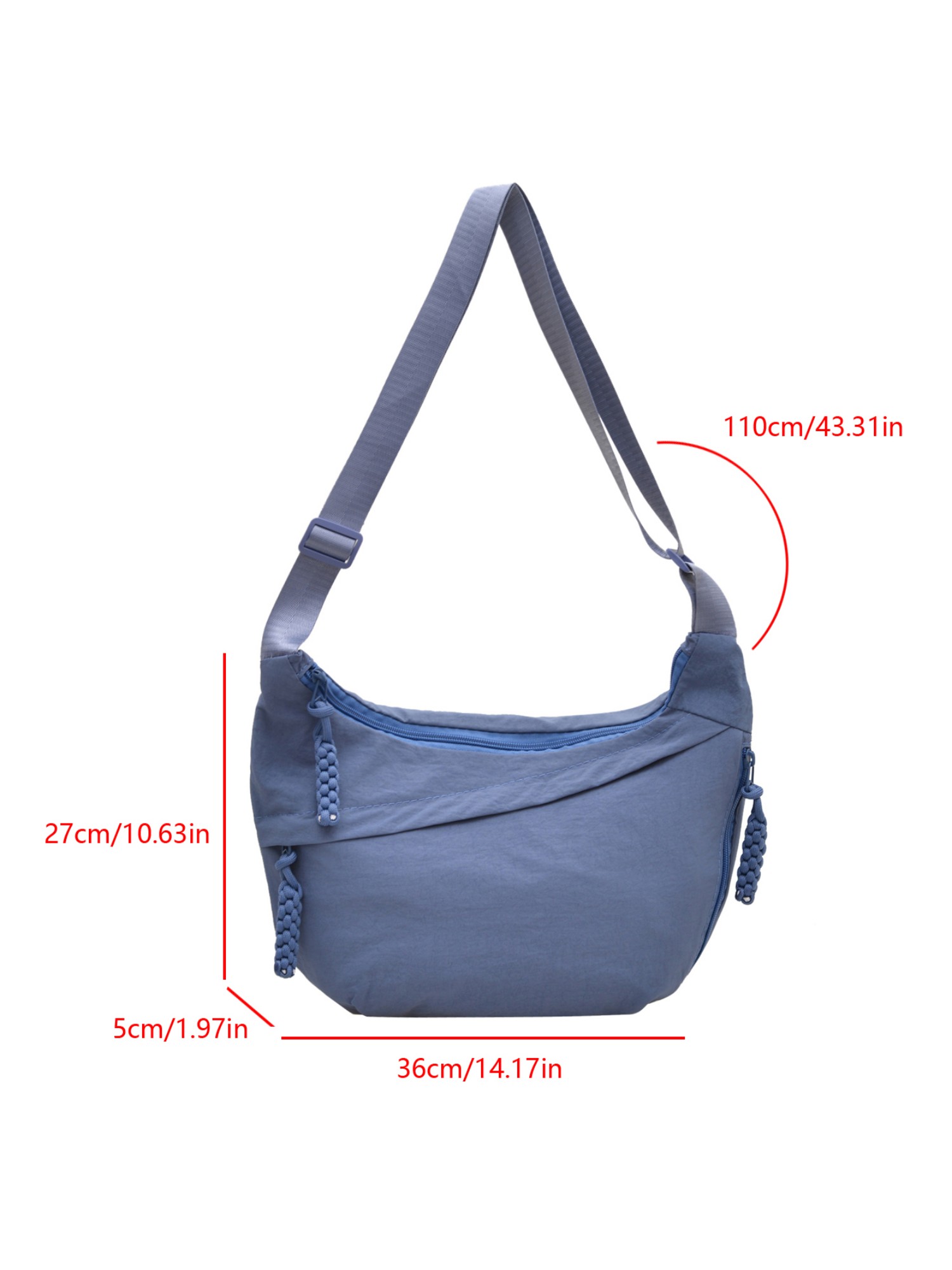 Blue Solid Shoulder Bag with Zip