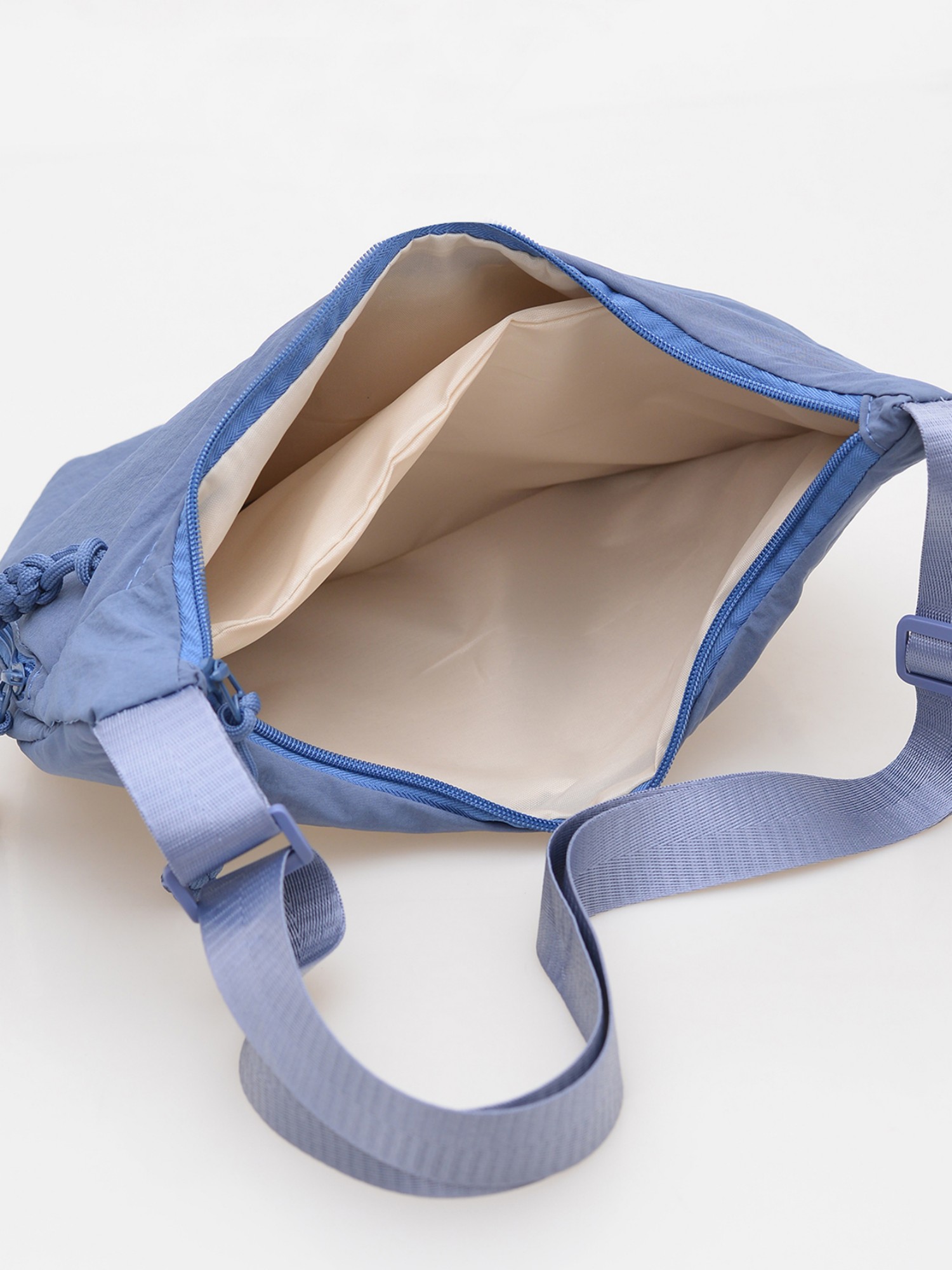 Blue Solid Shoulder Bag with Zip