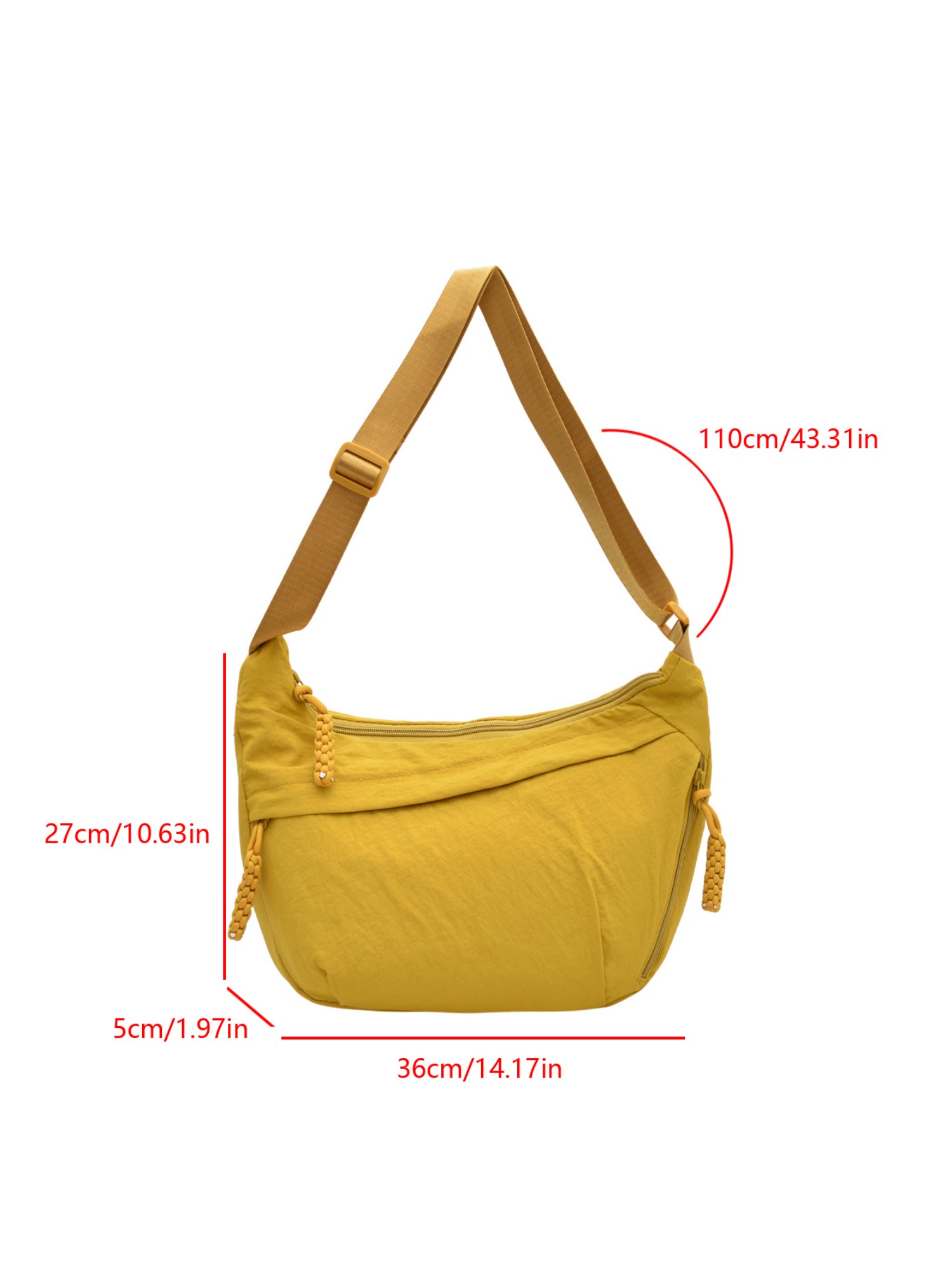 Yellow Solid Crossbody with Zip