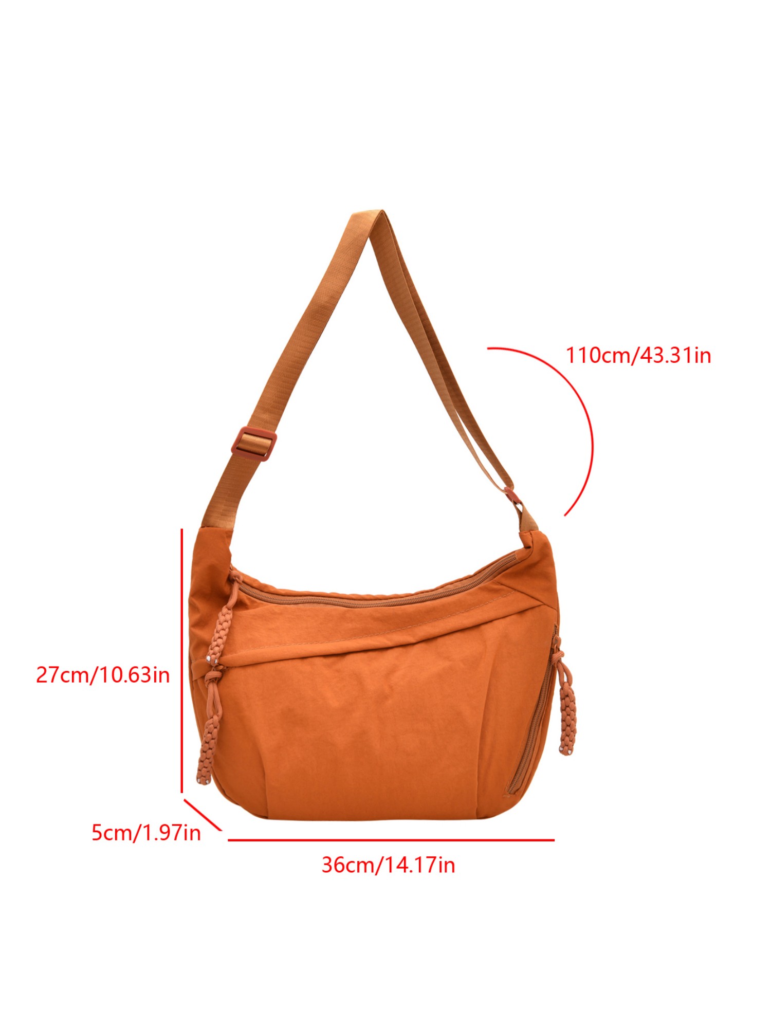 Orange Solid Shoulder Bag with Zip