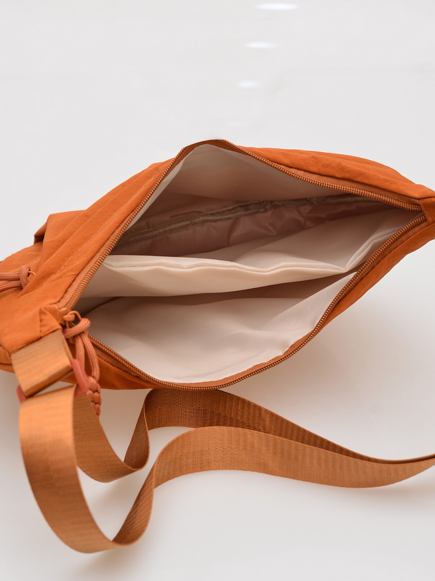 Orange Solid Shoulder Bag with Zip