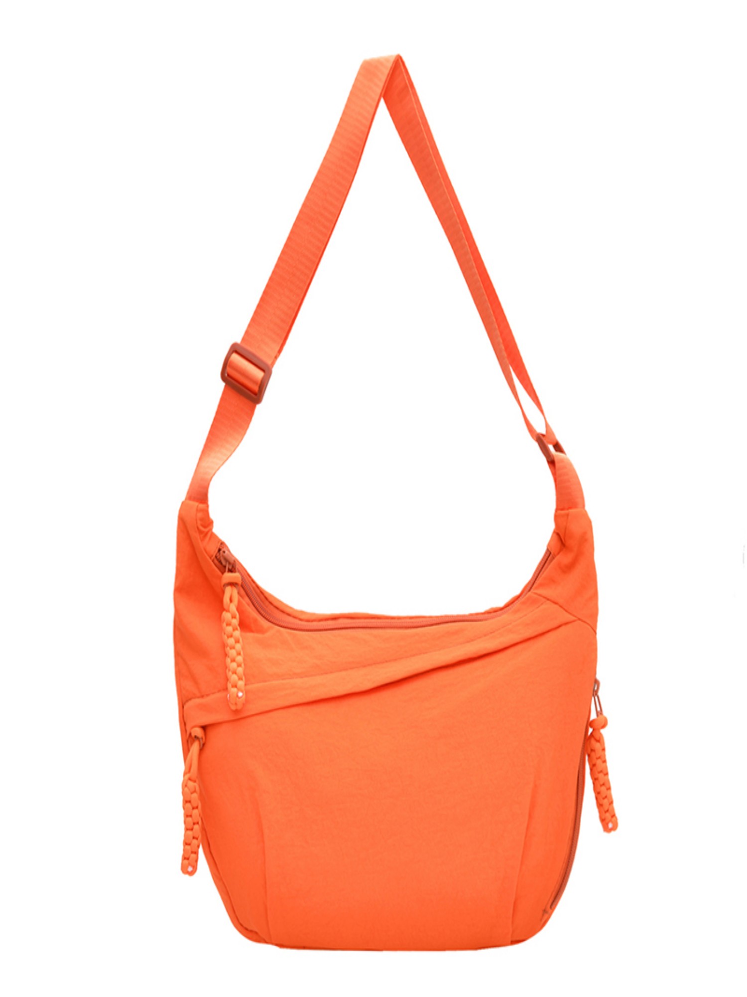 Orange Solid Shoulder Bag with Zip