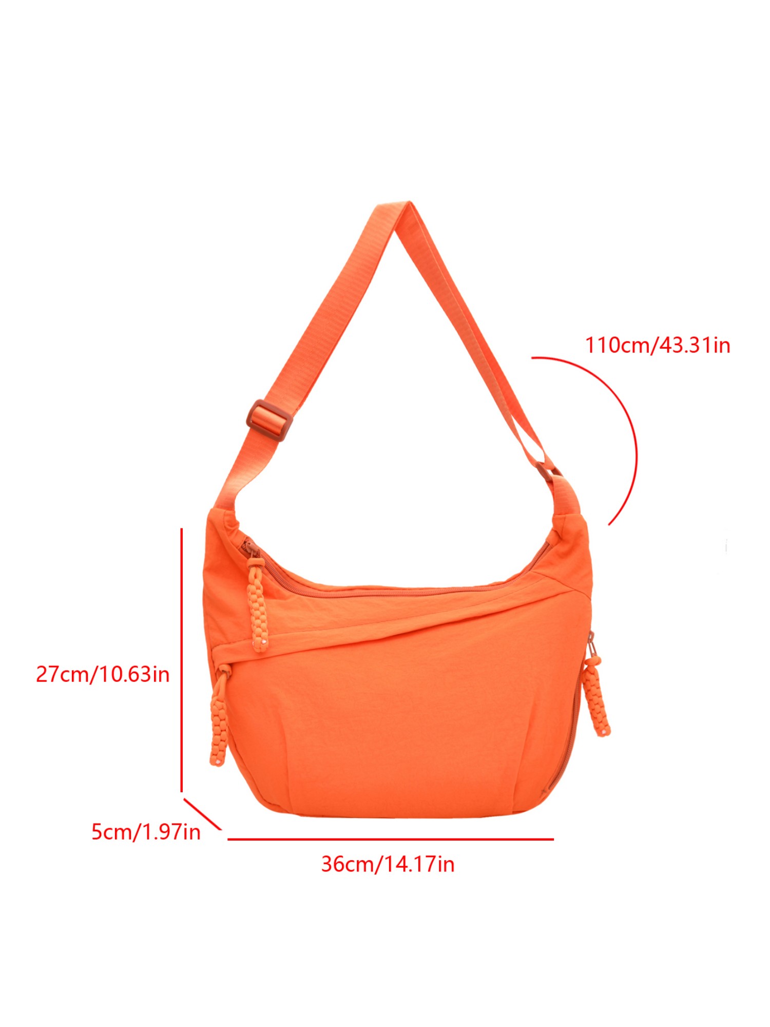 Orange Solid Shoulder Bag with Zip