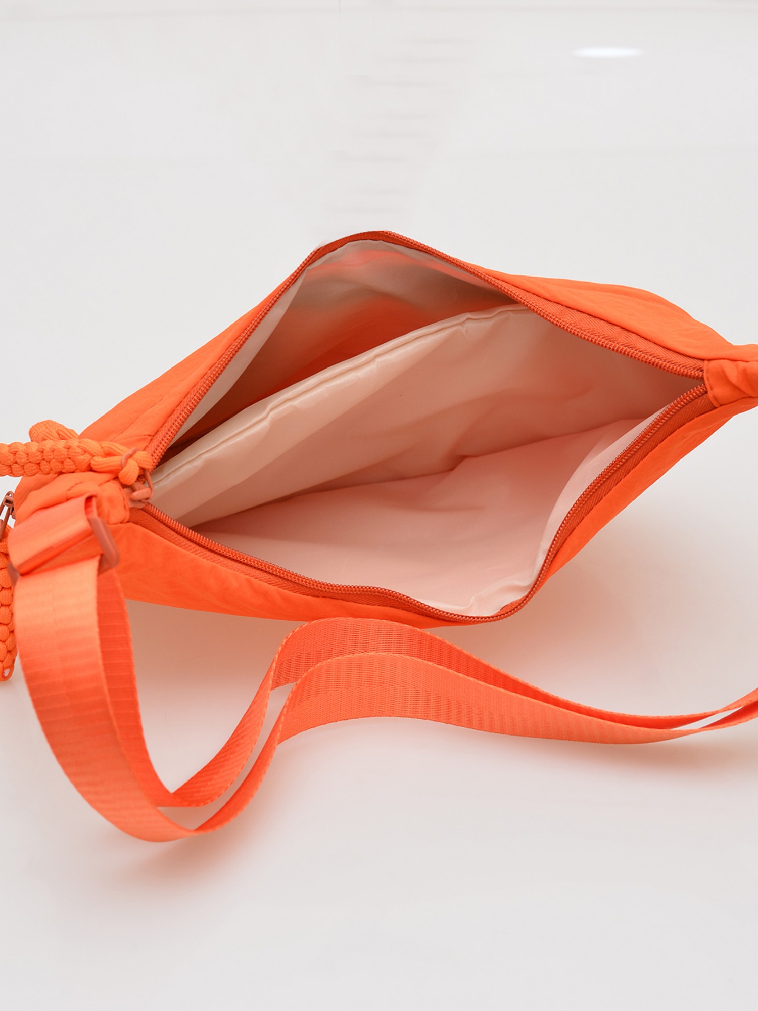 Orange Solid Shoulder Bag with Zip