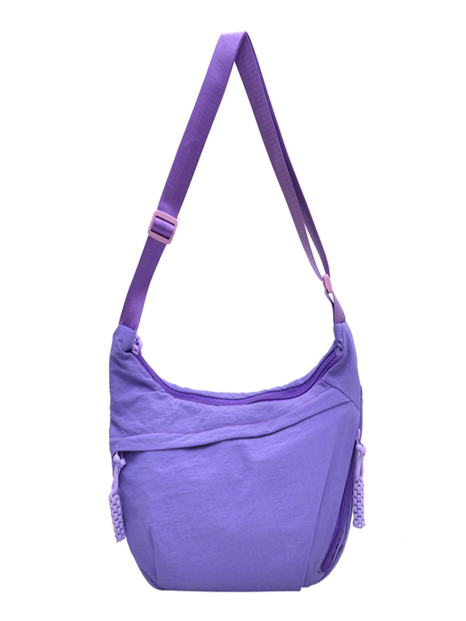Purple Solid Sling Bag with Zip