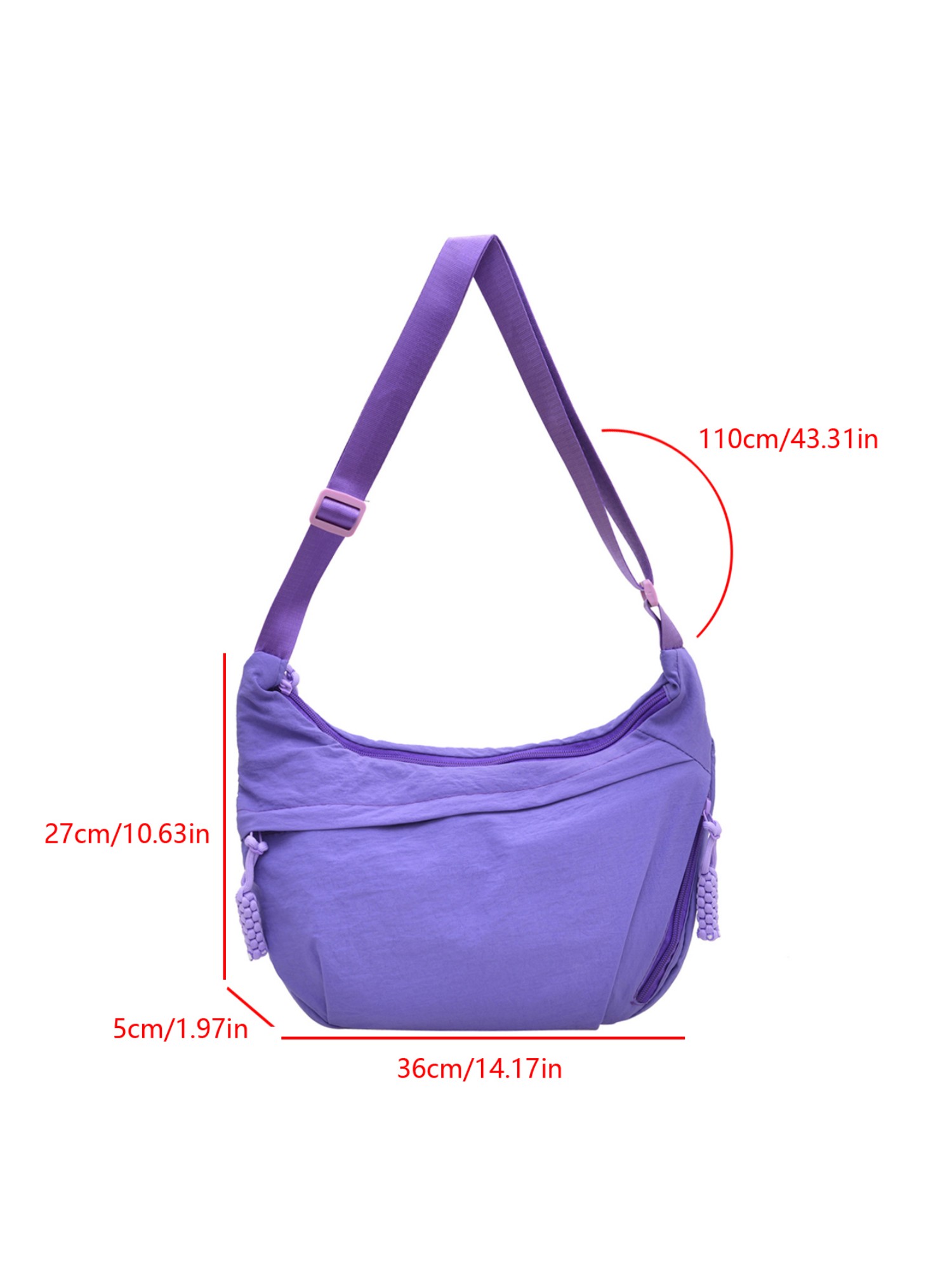 Purple Solid Sling Bag with Zip