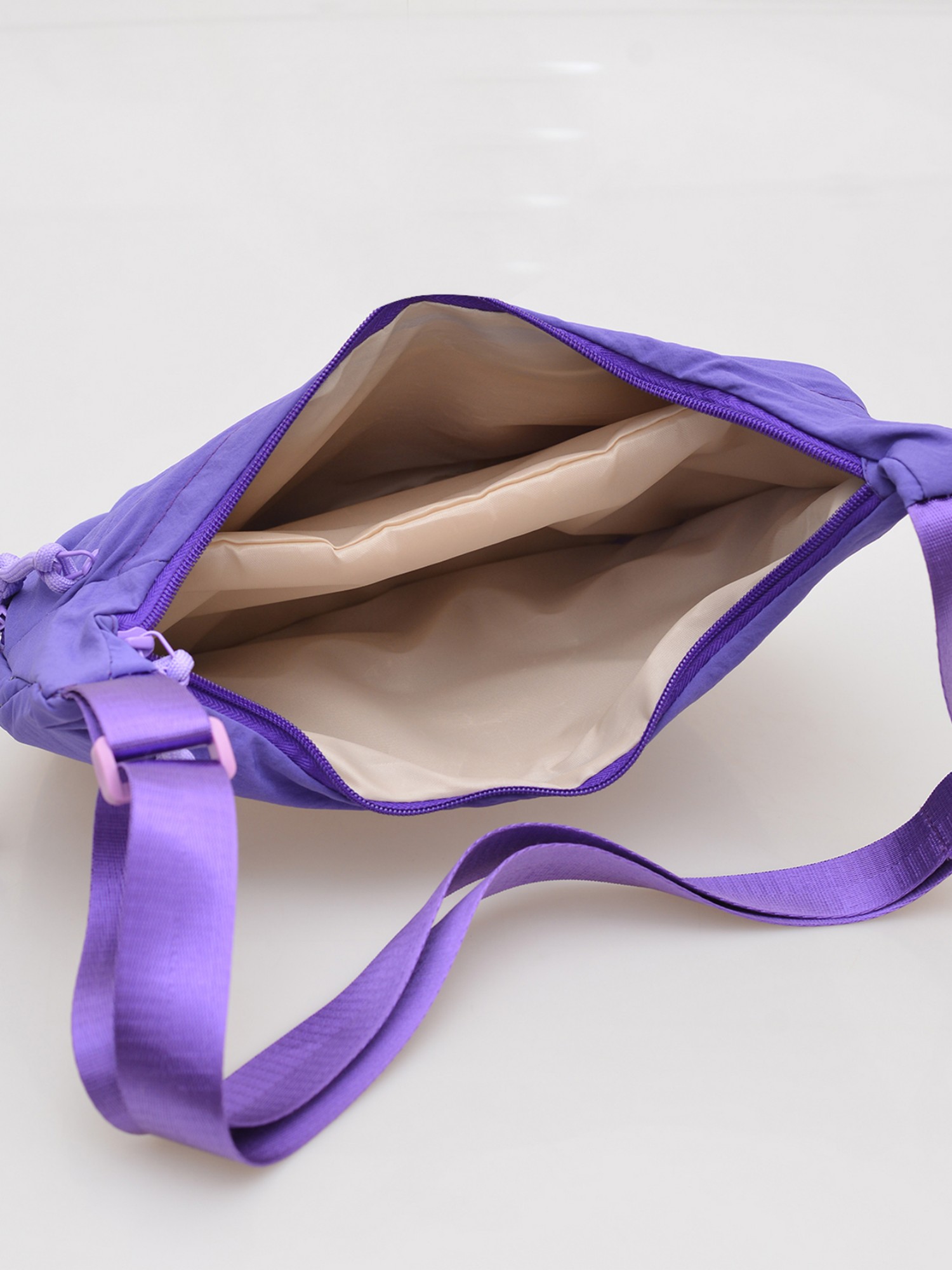 Purple Solid Sling Bag with Zip