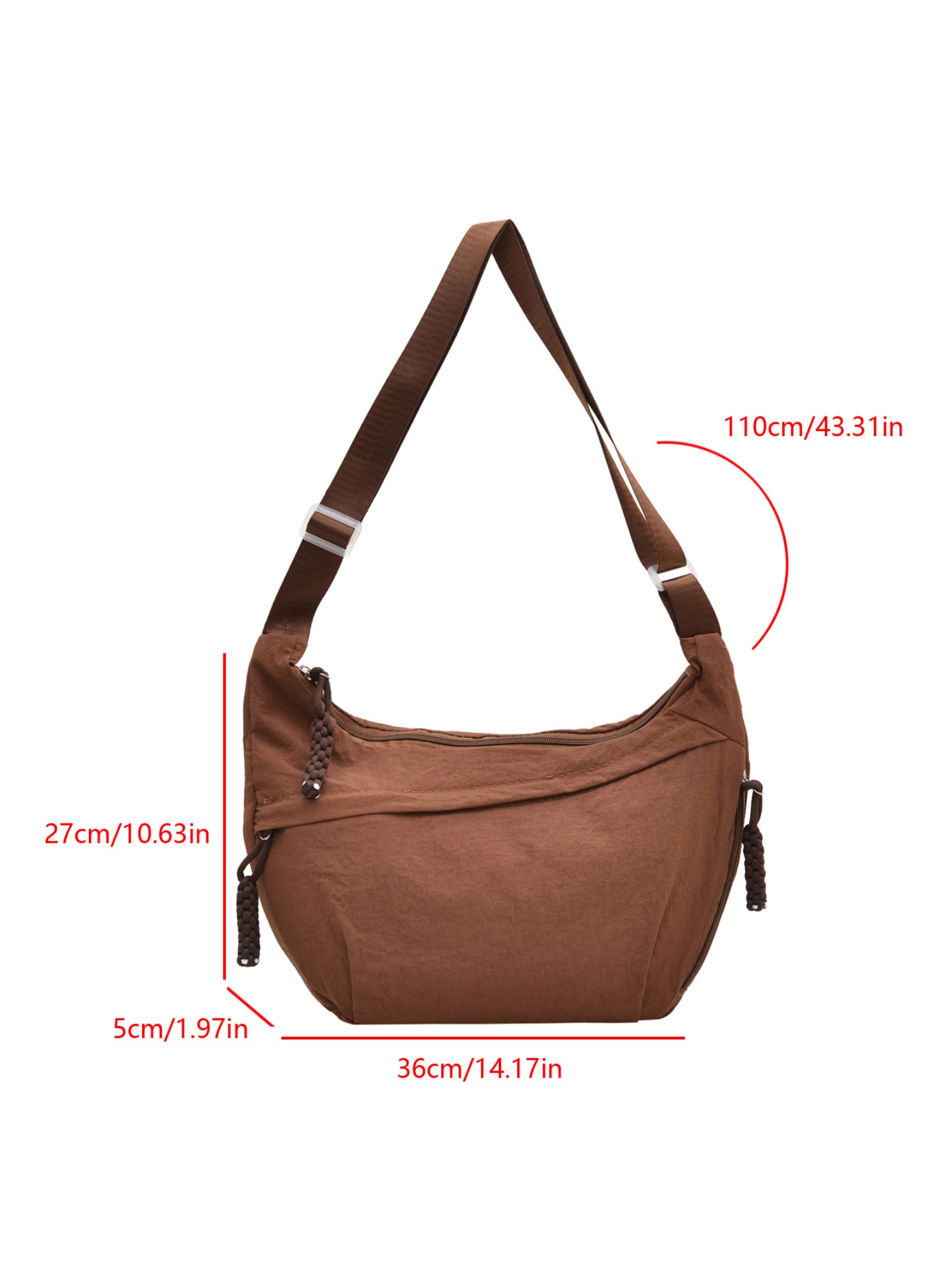 Brown Solid Shoulder Bag with Zip