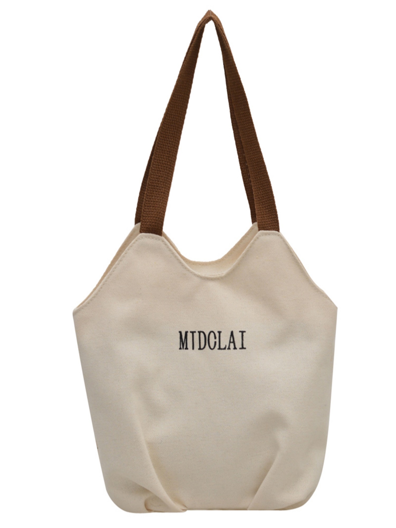 Beige Solid Tote with Zip