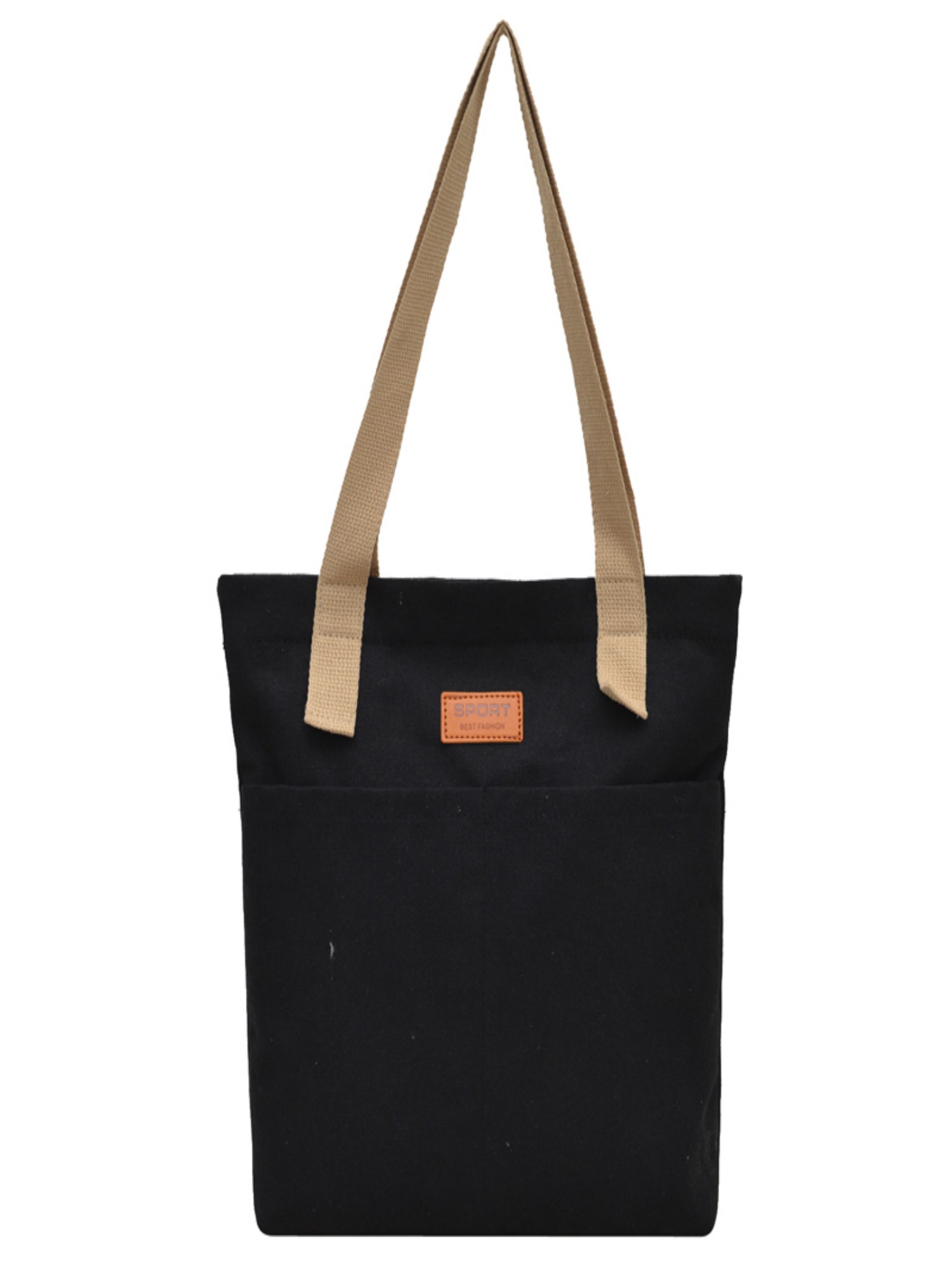 Black Solid Tote with Zip