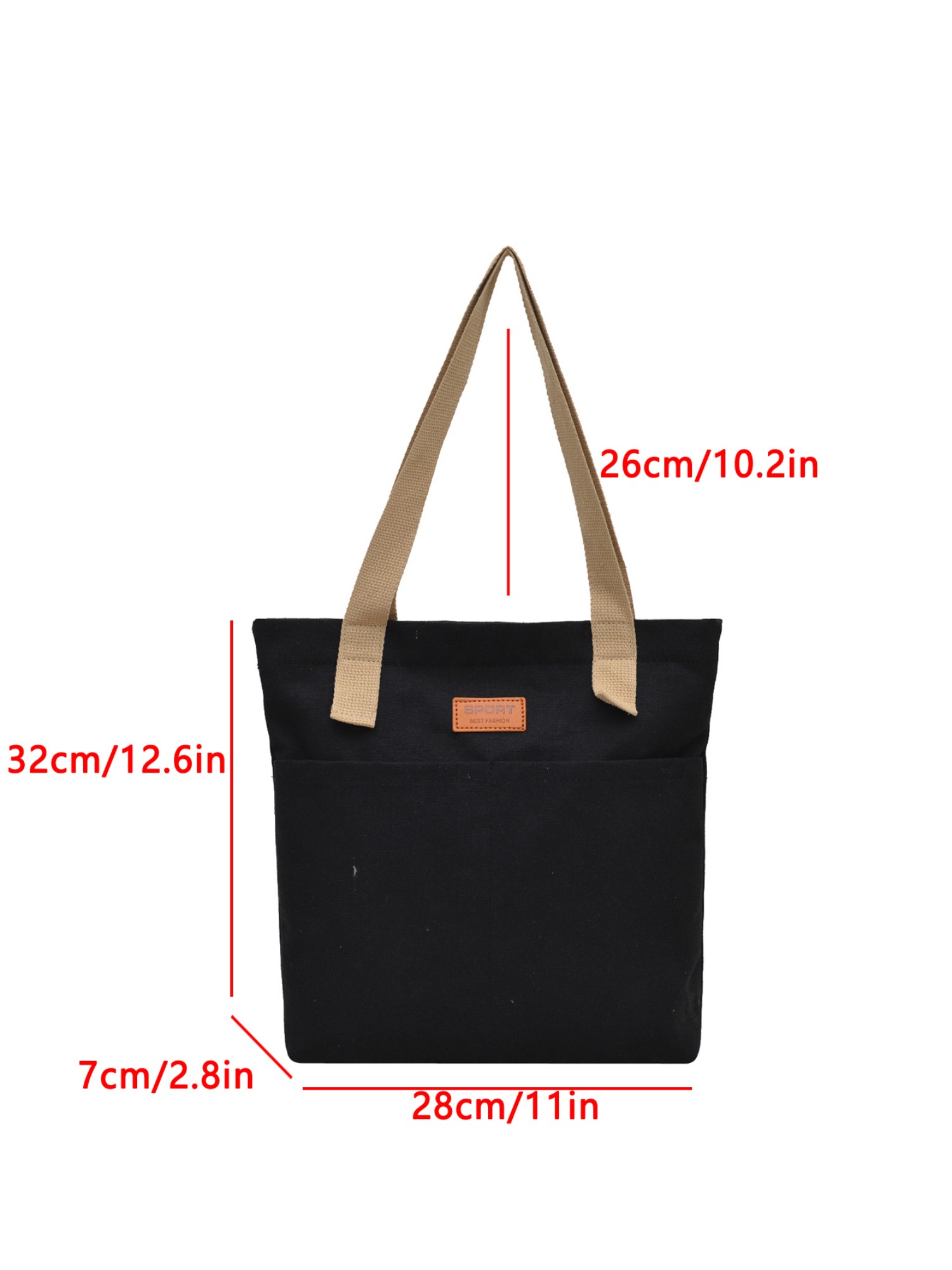 Black Solid Tote with Zip