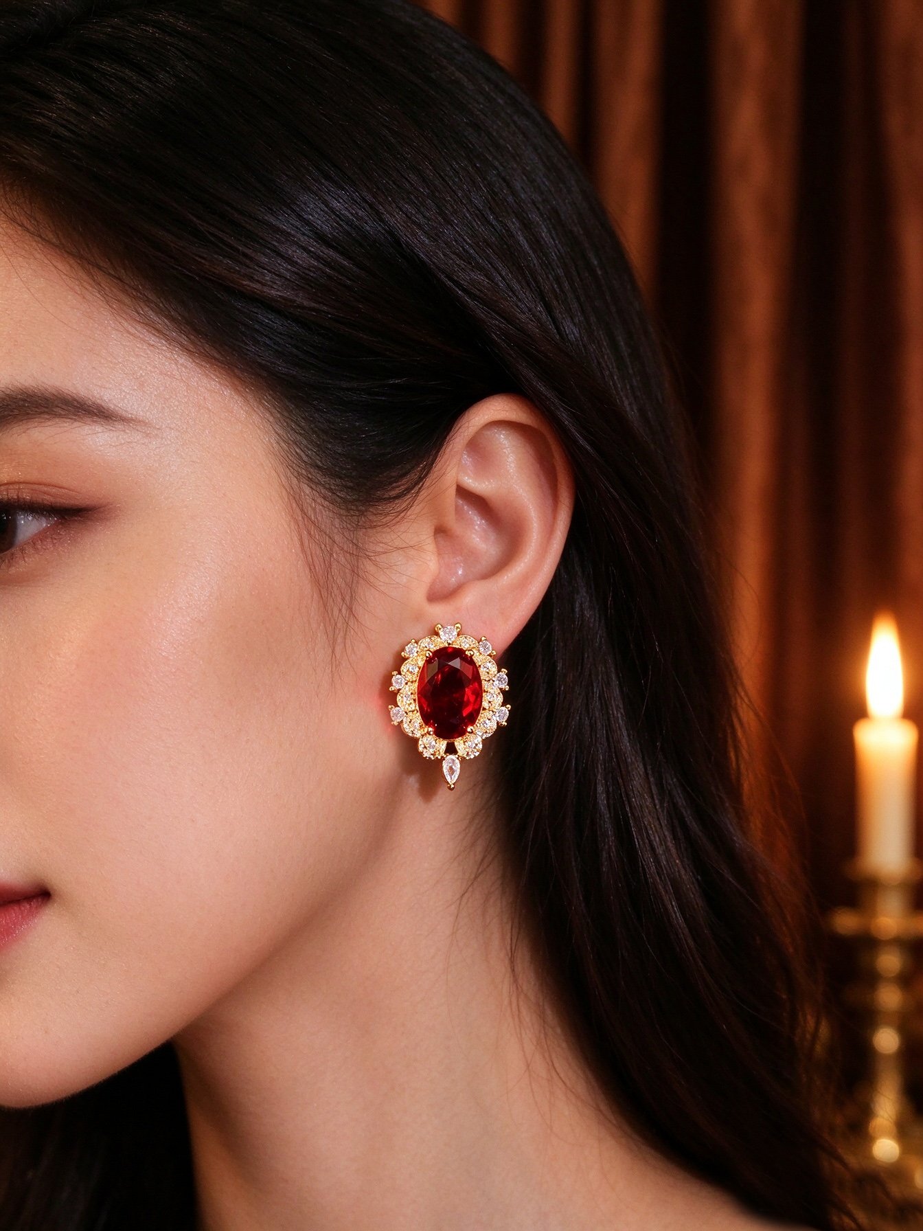 Gold Gemstone Stud Earrings